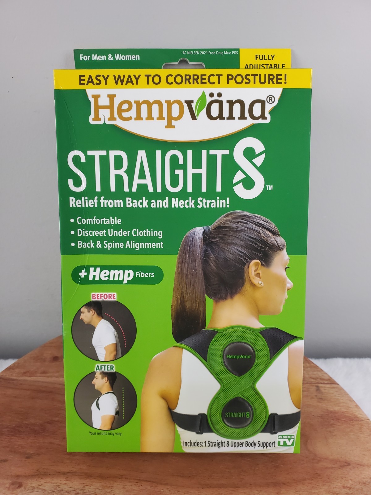 Hempvana Straight 8 Fully Adjustable Lightweight Back Brace & Posture Correction