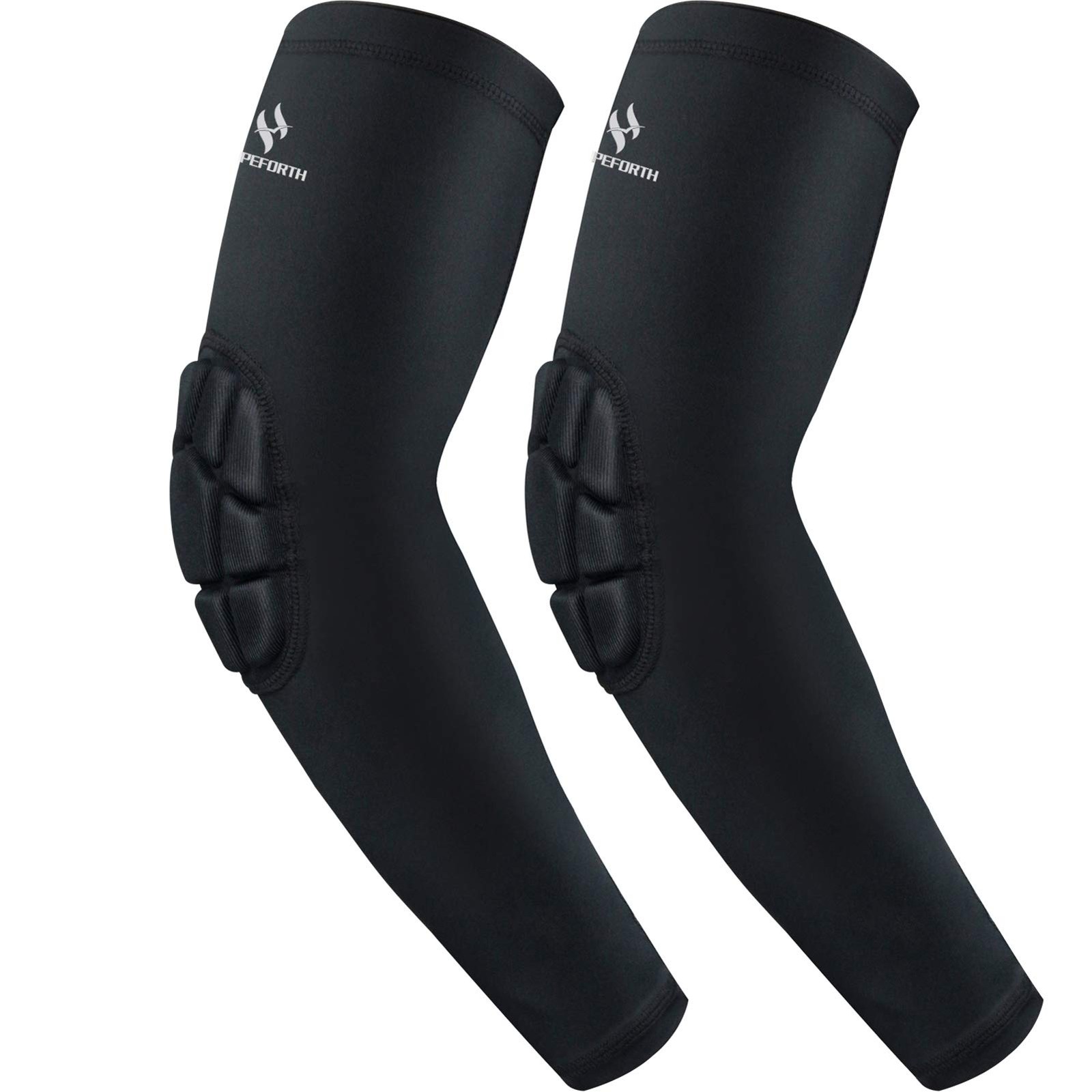 HOPEFORTH 2PCS Padded Elbow Sleeves Compression Arm XX-Large, Black Pad