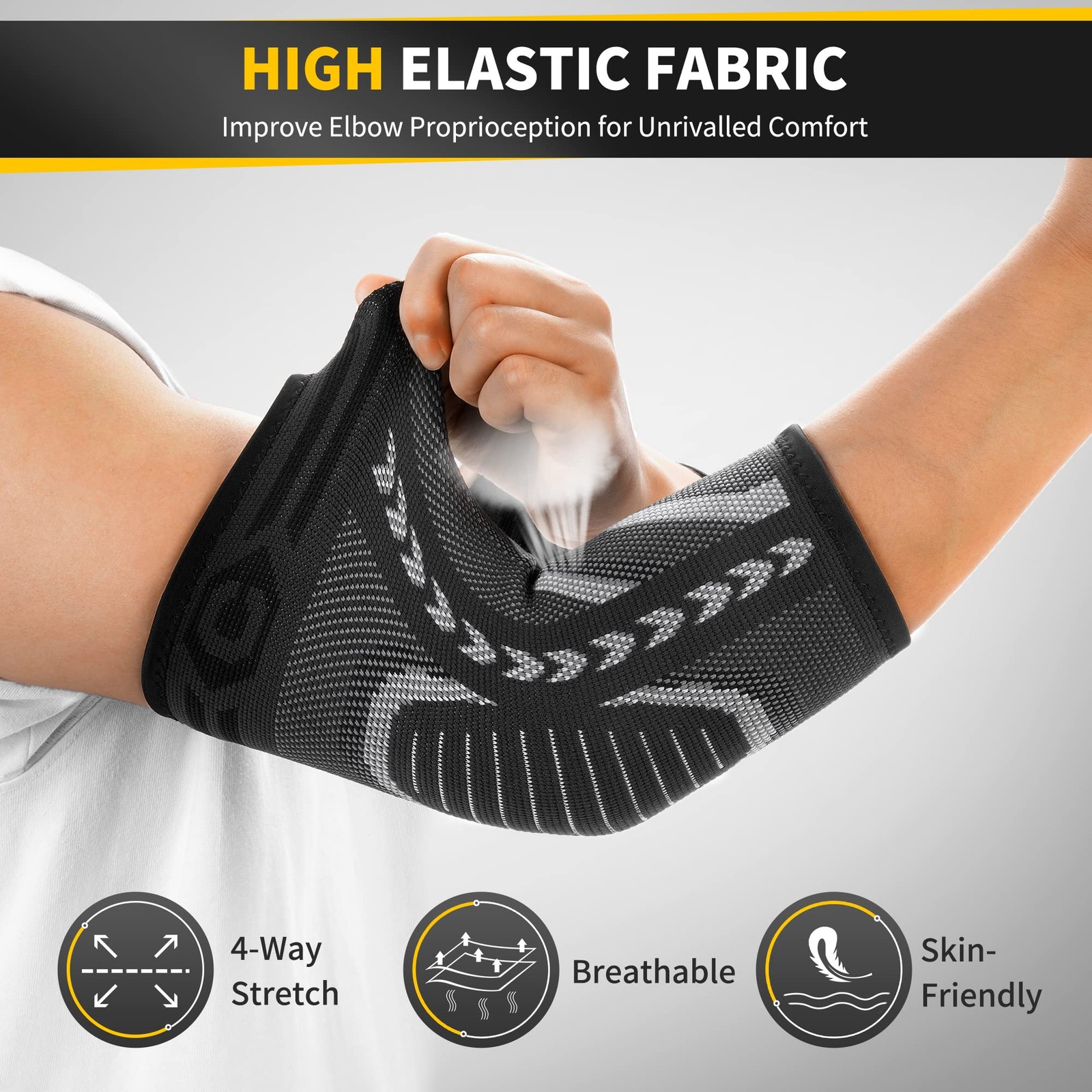 2 Pack Elbow Brace Compression Sleeve Wrap Pads for Tendonitis Arthritis, M