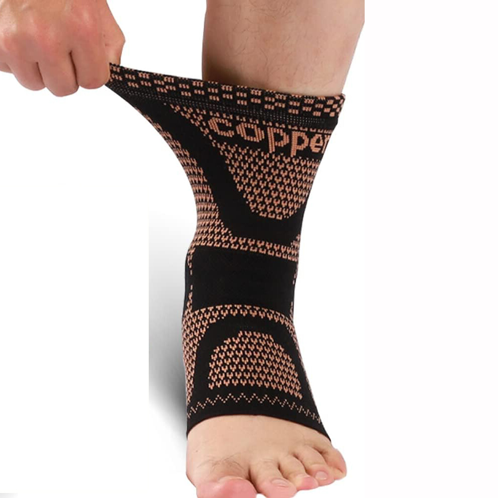 2PC Copper Ankle Support Brace Compression Socks Footless Foot Pain Relief Sport