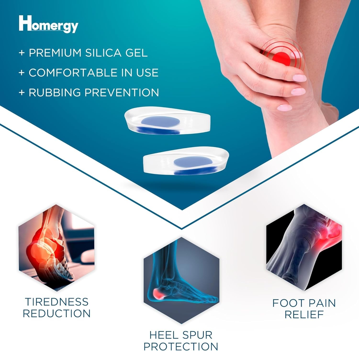 Comfortable Gel Heel Cups for Achilles Tendonitis – 2 Pack | Pain Relief