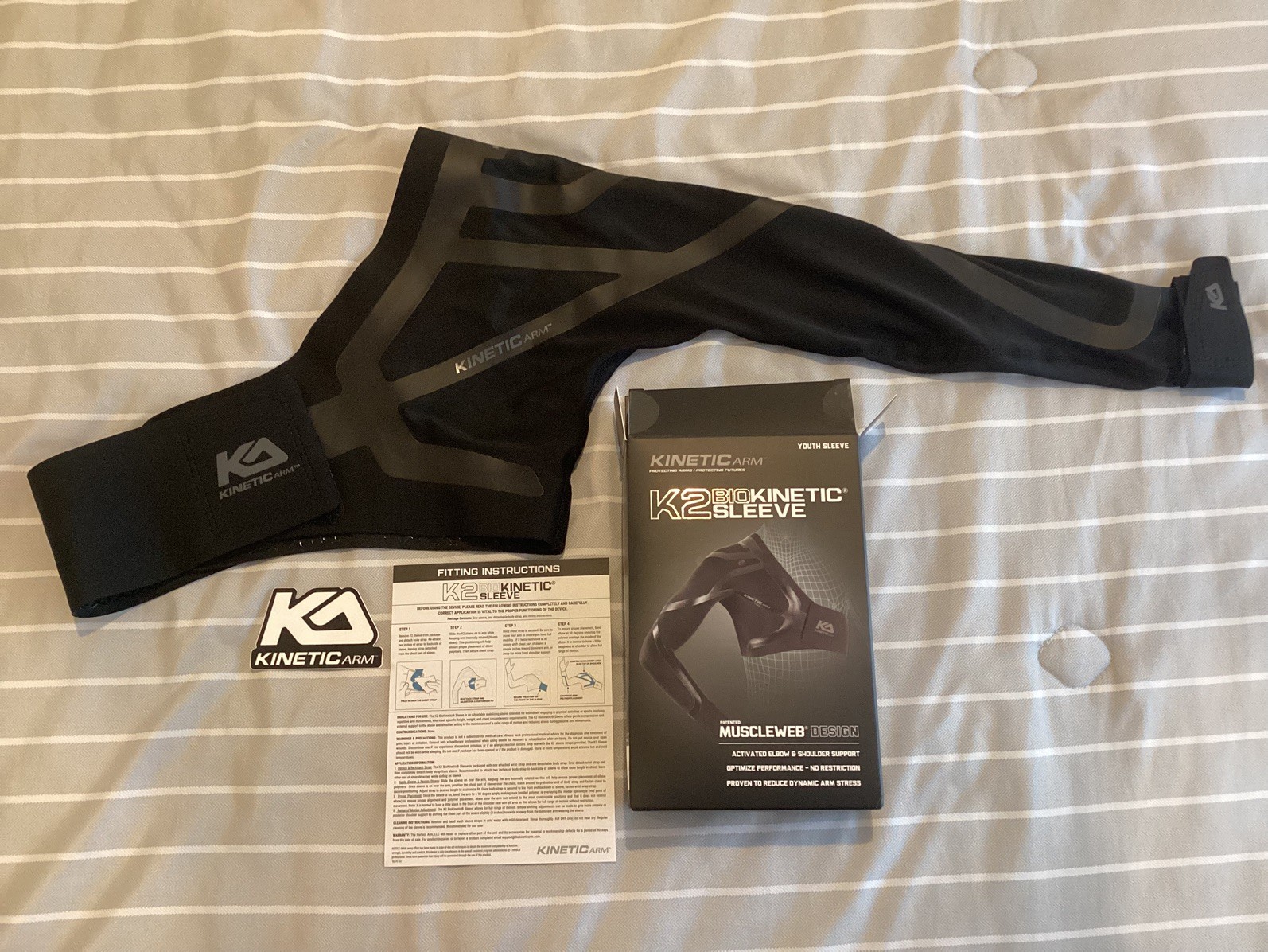 KINETIC ARM K2 Youth Sleeve Shoulder/Elbow/Arm Stabilizer, Black (Medium/Left)