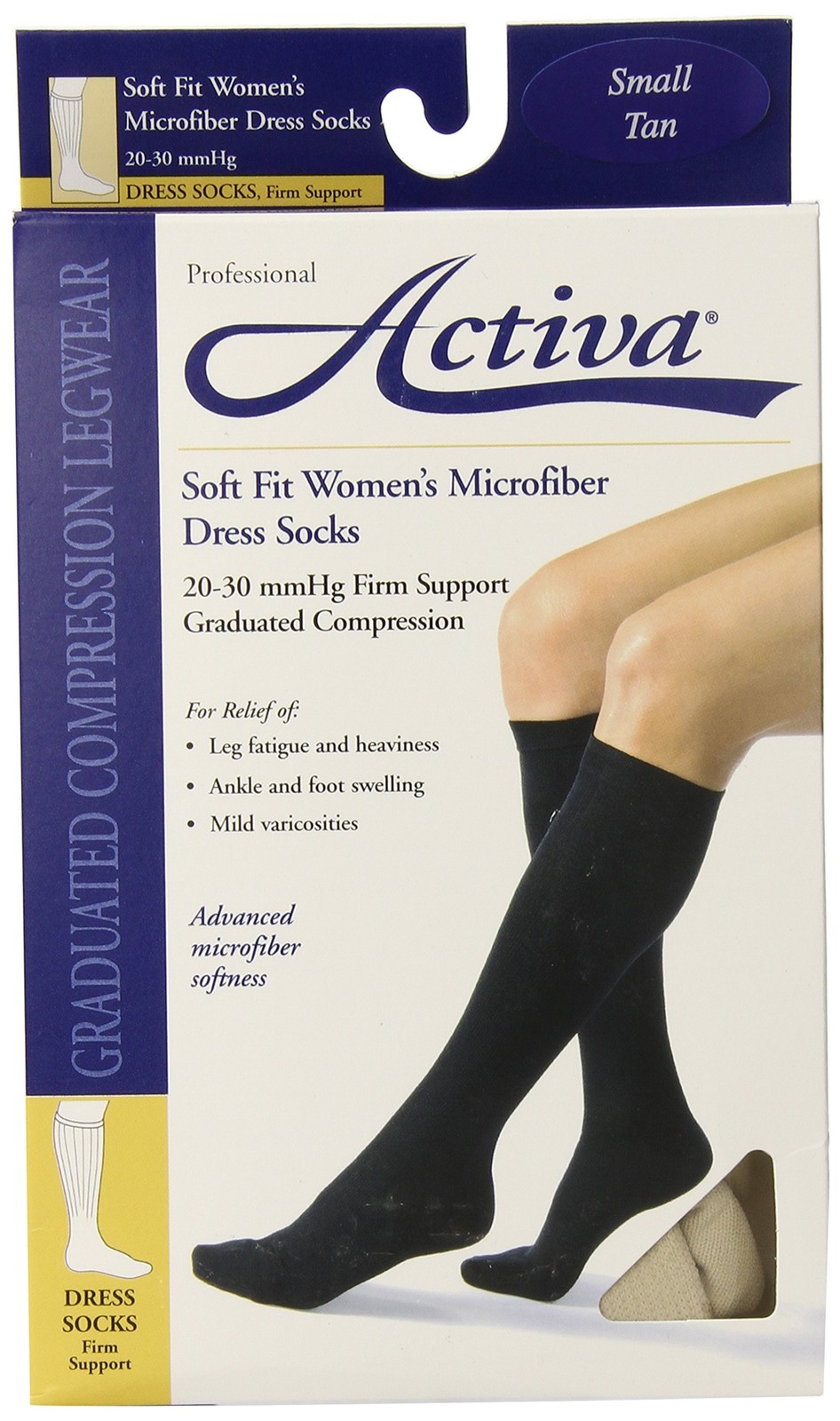 Activa 20-30 mmHg Soft Fit Knee High Socks, Tan, Small Small, Tan