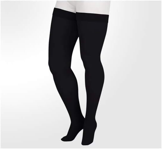 Juzo Soft Thigh High With Silicone Dot Band 30-40mmHg Closed Toe, I, Black