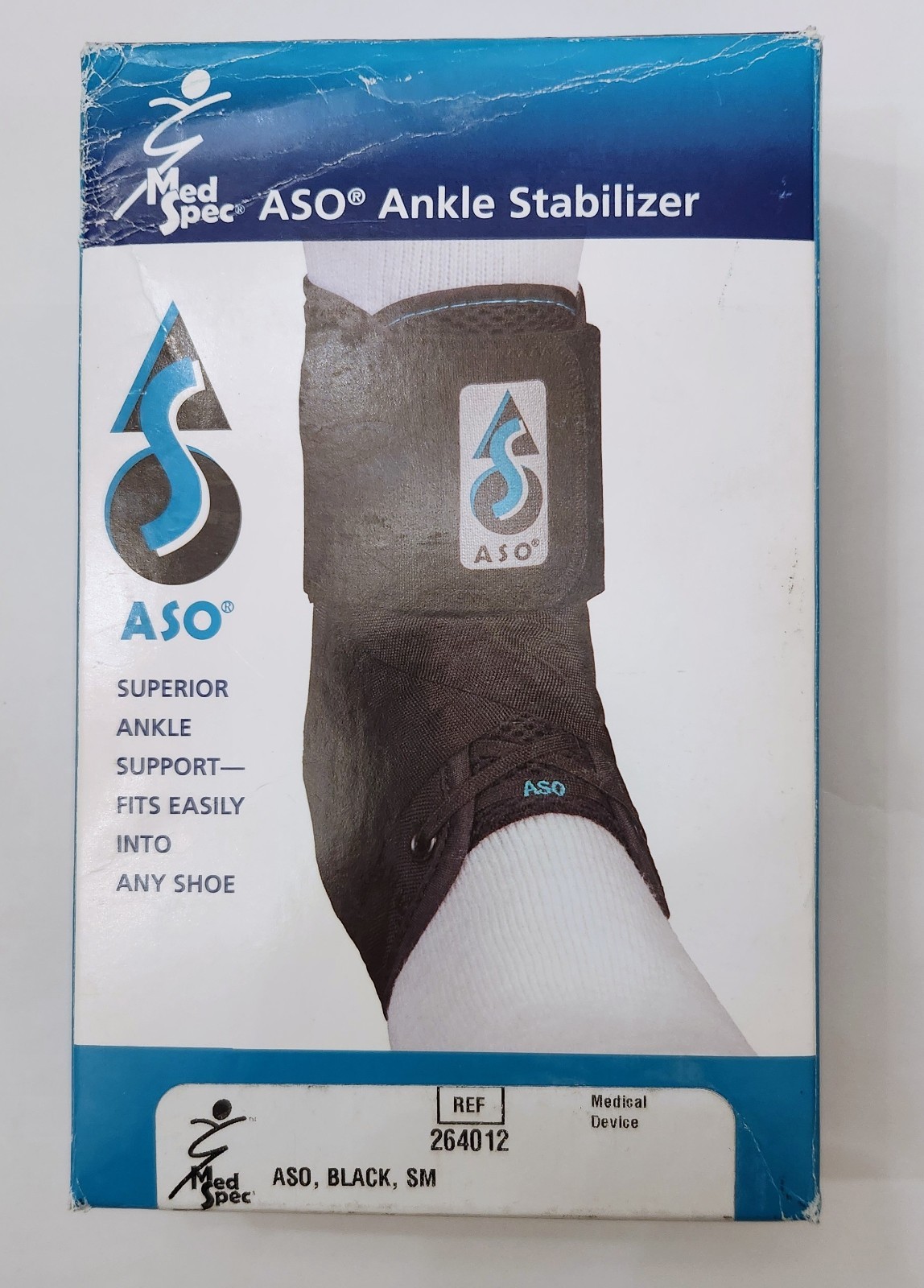 Med Spec ASO Ankle Stabilizer Brace Small Black New Box Damage Ankle Support