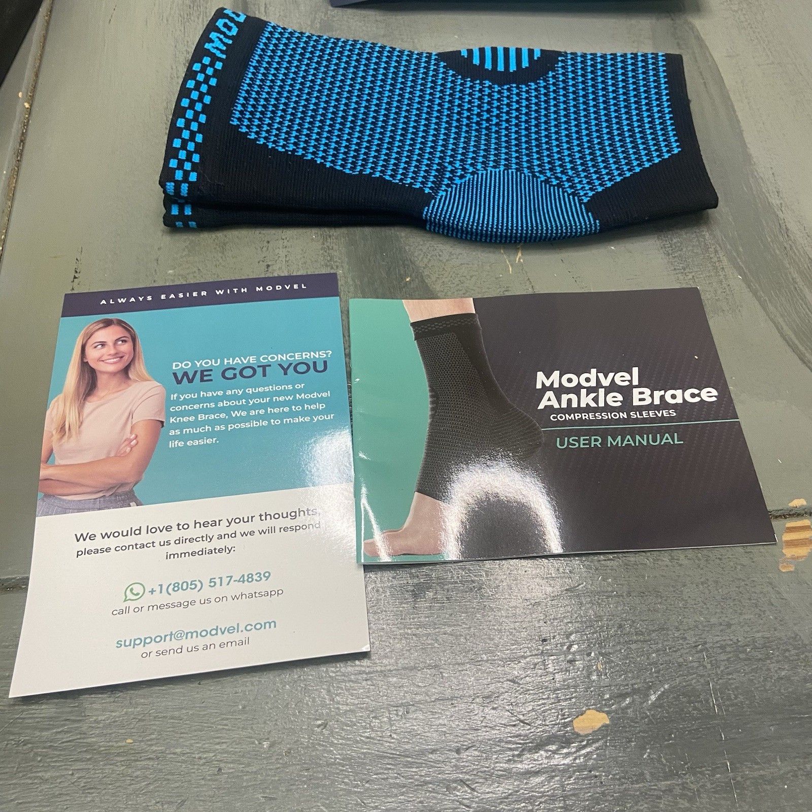 Modvel Ankle Sleeve XL Black Blue One Pair Comfort Support