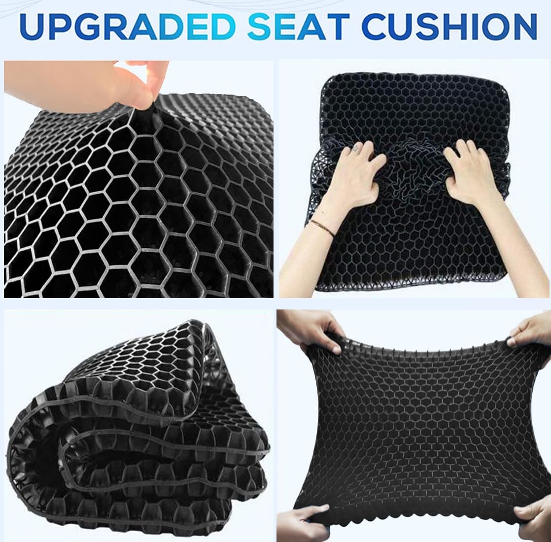 Helishy Gel Wheelchair Seat Cushion for Extra Large – 17x17x1.7inch, Black