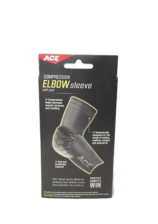 3M ACE Compression Elbow Sleeve with Pad BLACK ~ SMALL / MEDIUM ~ NEW IN BOX