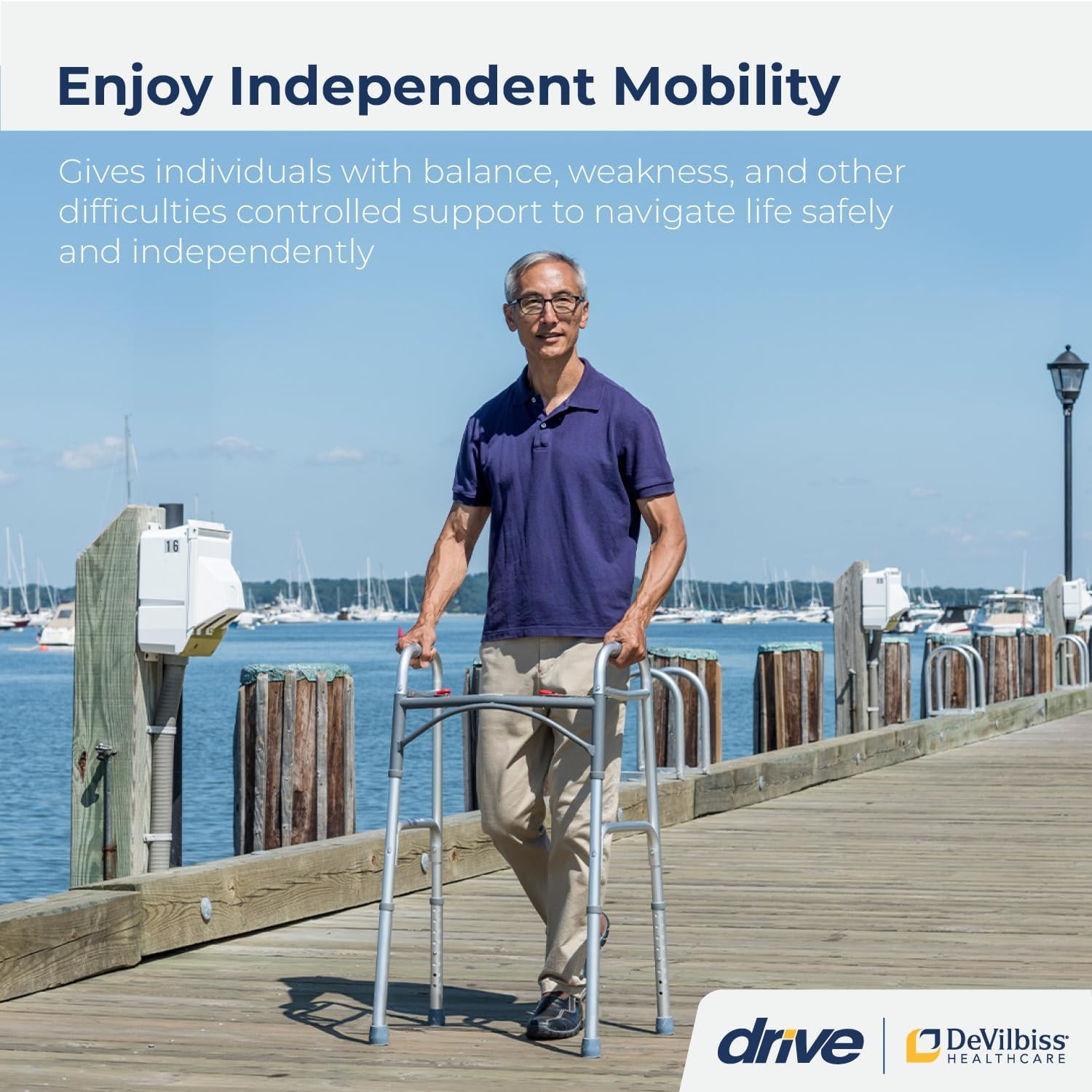 Lightweight Folding Walker w/ Easy to Push-Button Mechanisms