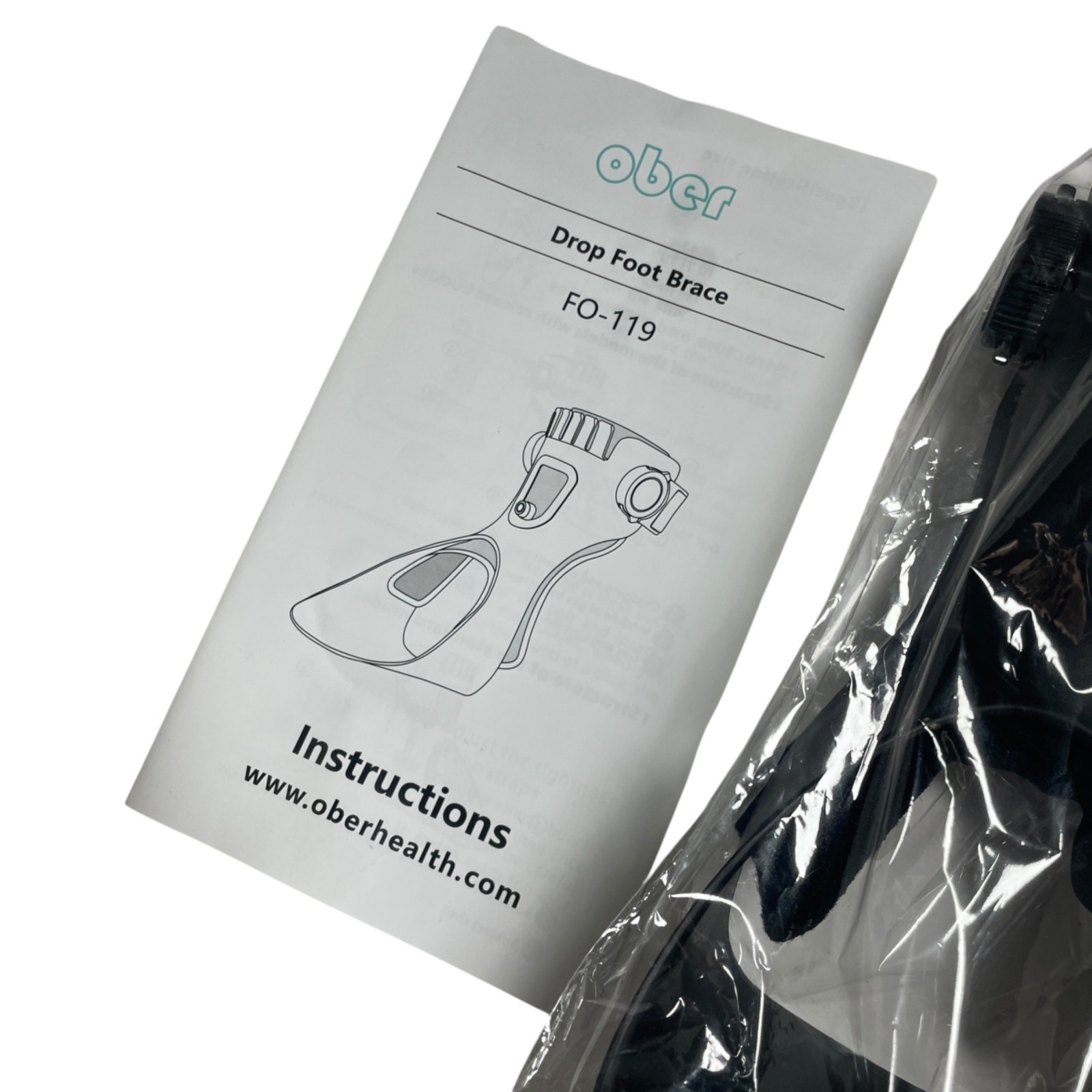 Ober FO-119 Drop Foot Brace Adjustable Black Lightweight Design