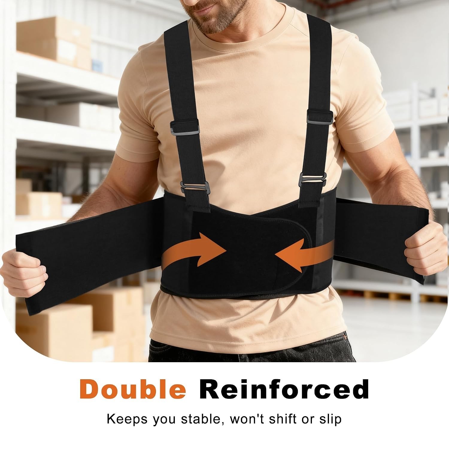 2-in-1 Work Back Brace for Men & Women, Adjustable Lumbar Support Belt with D…