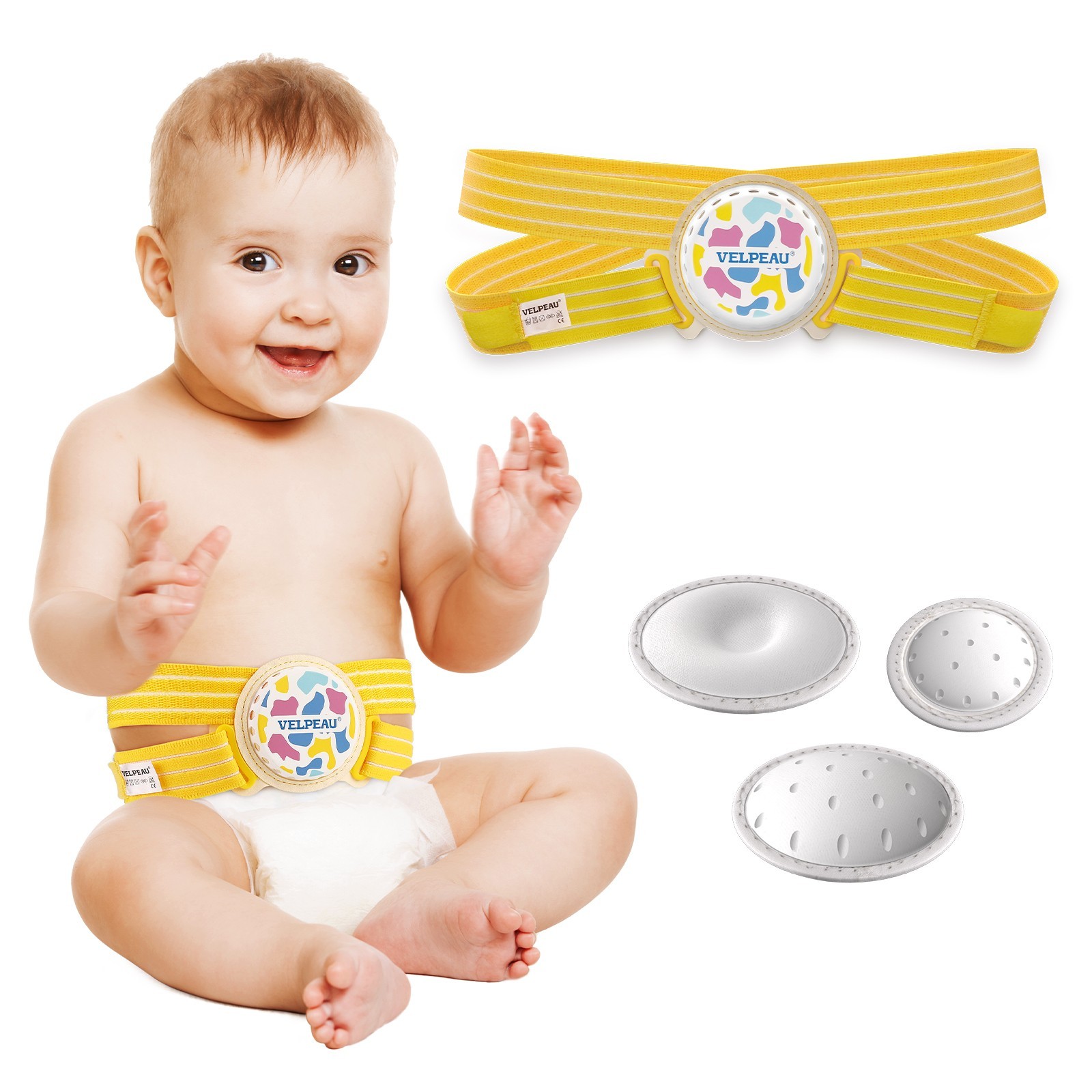 Velpeau Umbilical Hernia Belt Baby Newborn -Anti Displacement Slip -with 3 Pads