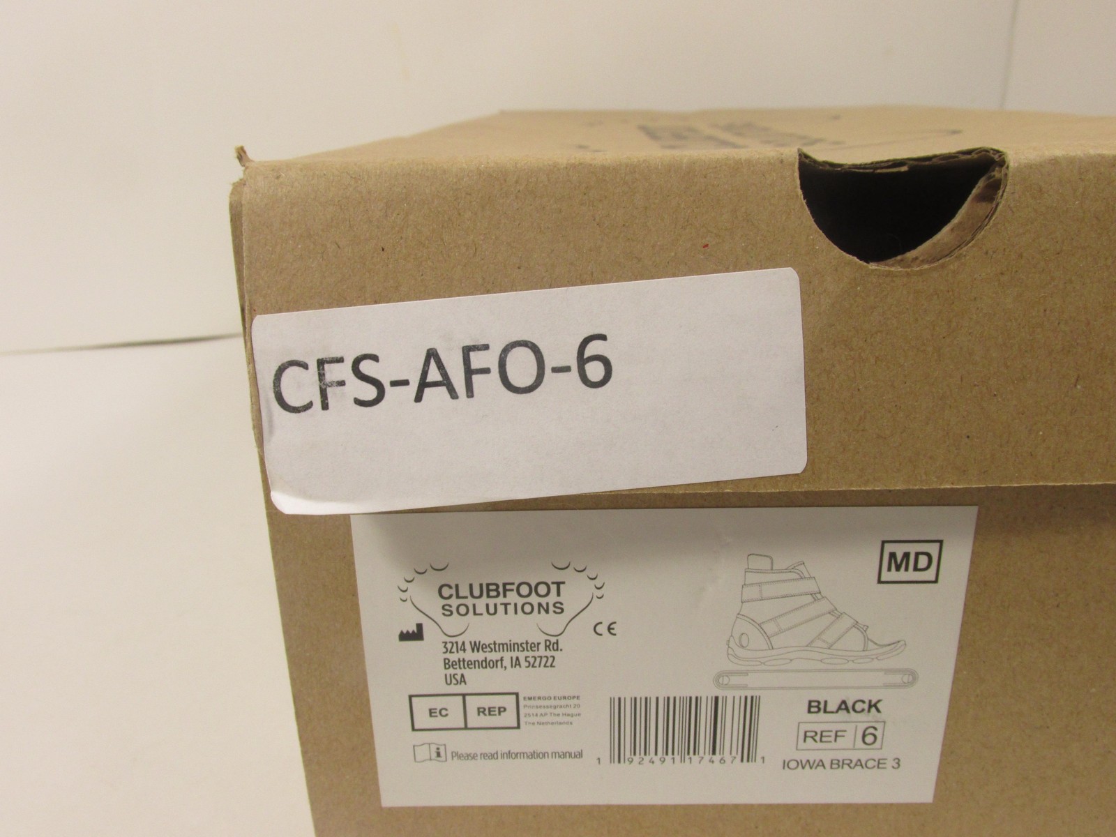 Clubfoot Solutions Iowa Brace 3 Orthosis Boots Youth M Black CFS-AFO-6 Leg