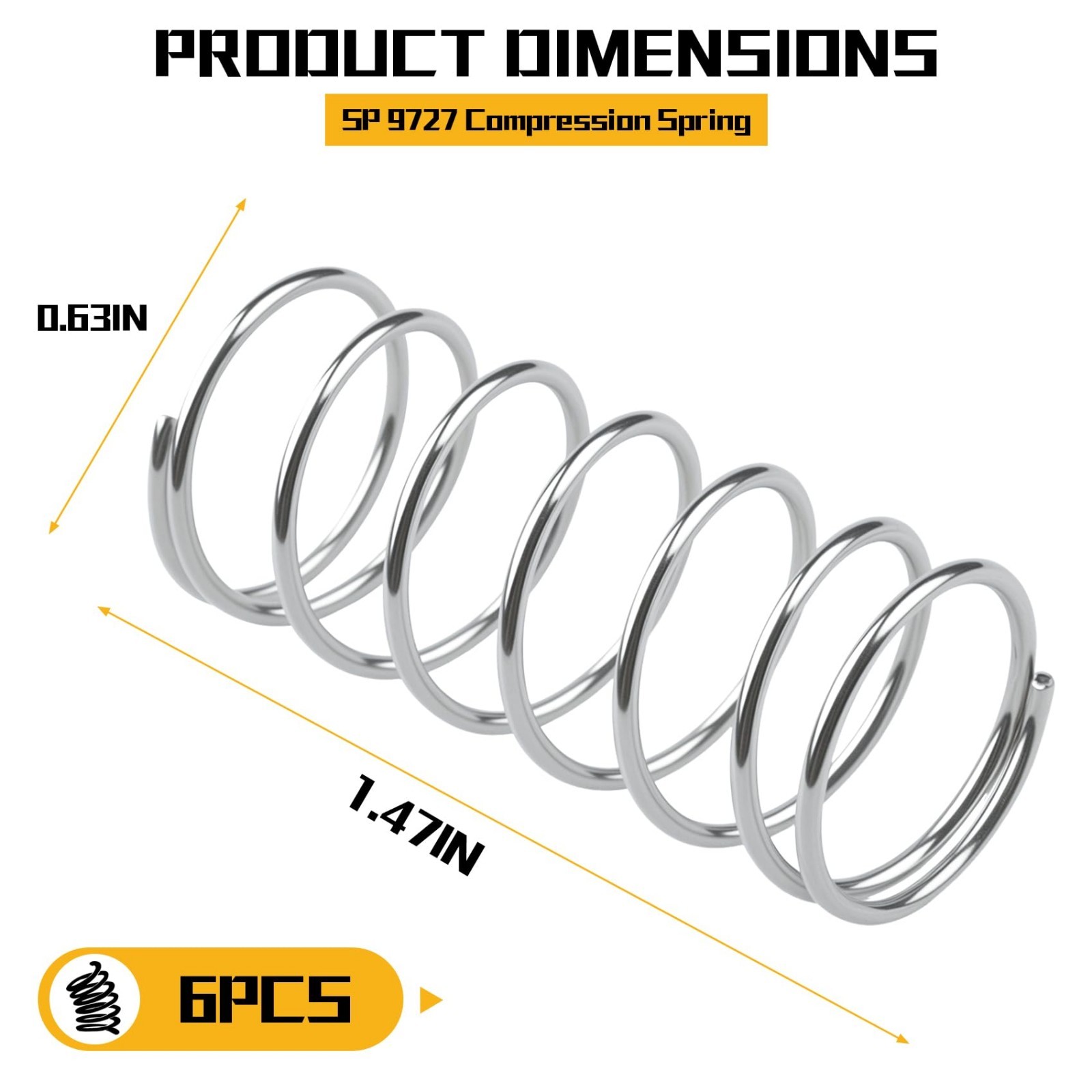 Compression Spring 5/8″ OD x 1.5″ Length, 0.041″ Wire, Durable Steel, Pack of 6