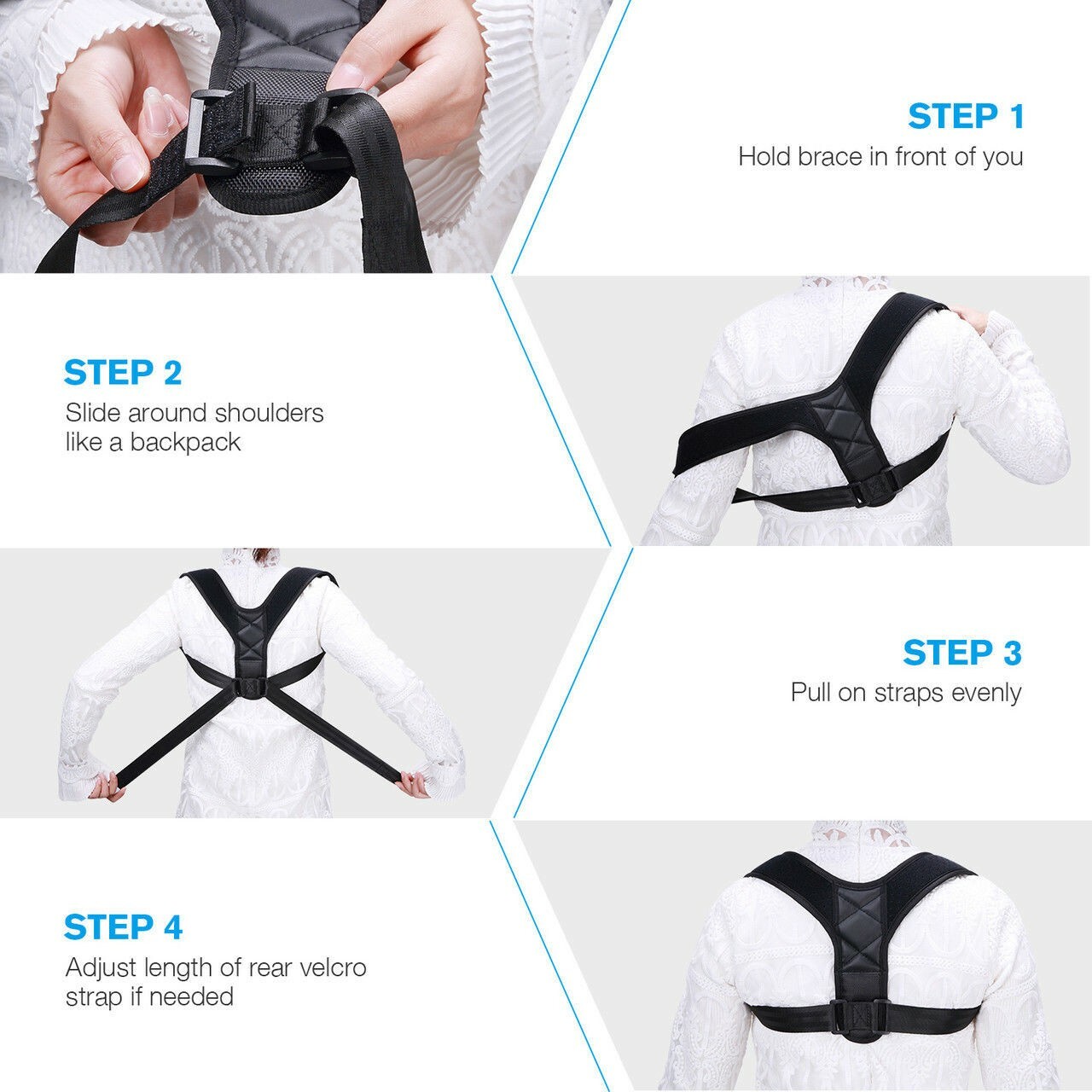 Soporte De Espalda Superior Ajustable Corrector De Postura Para Mujer y Hombres