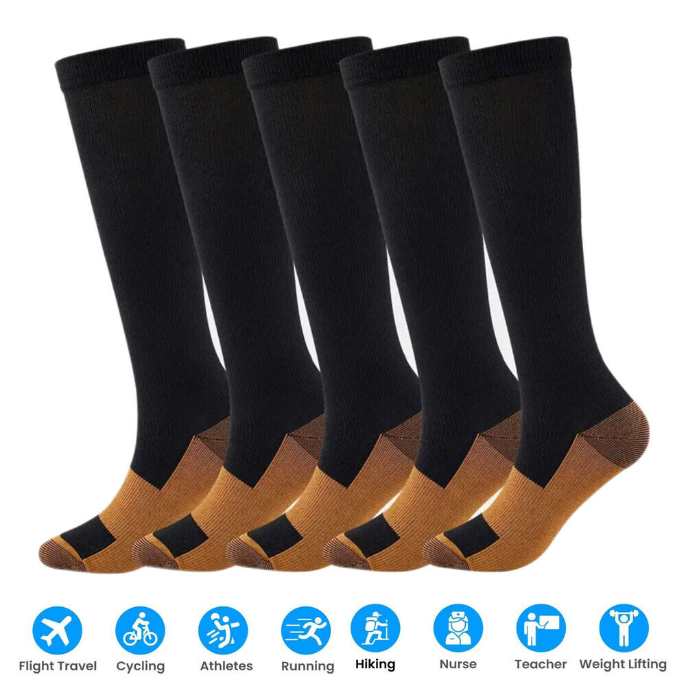 3 Pairs Bamboo Compression Socks 10-20mmHg Moisture Wicking Support Stocking XXL