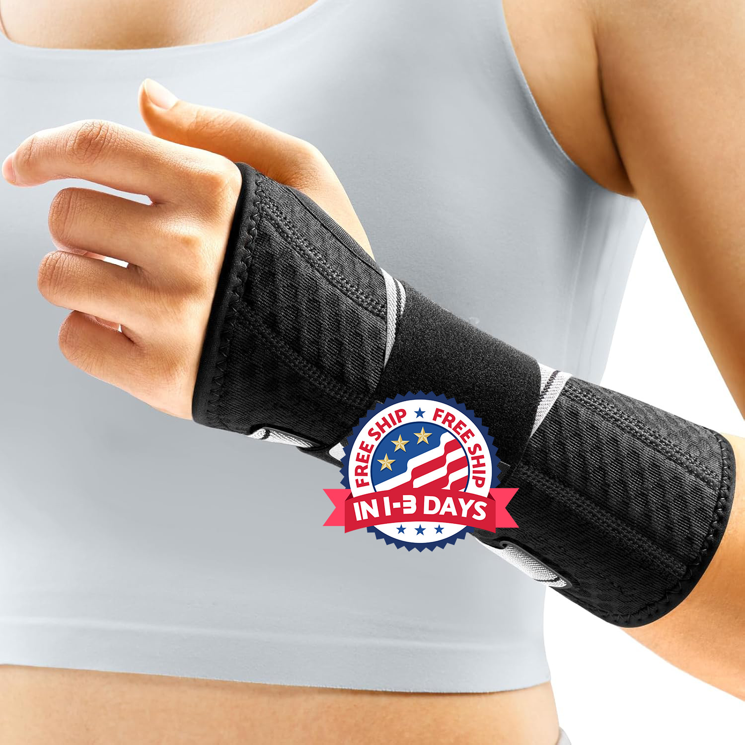Muñequera para mano izquierda para tendinitis y esguince de muñeca (S/M, gris)