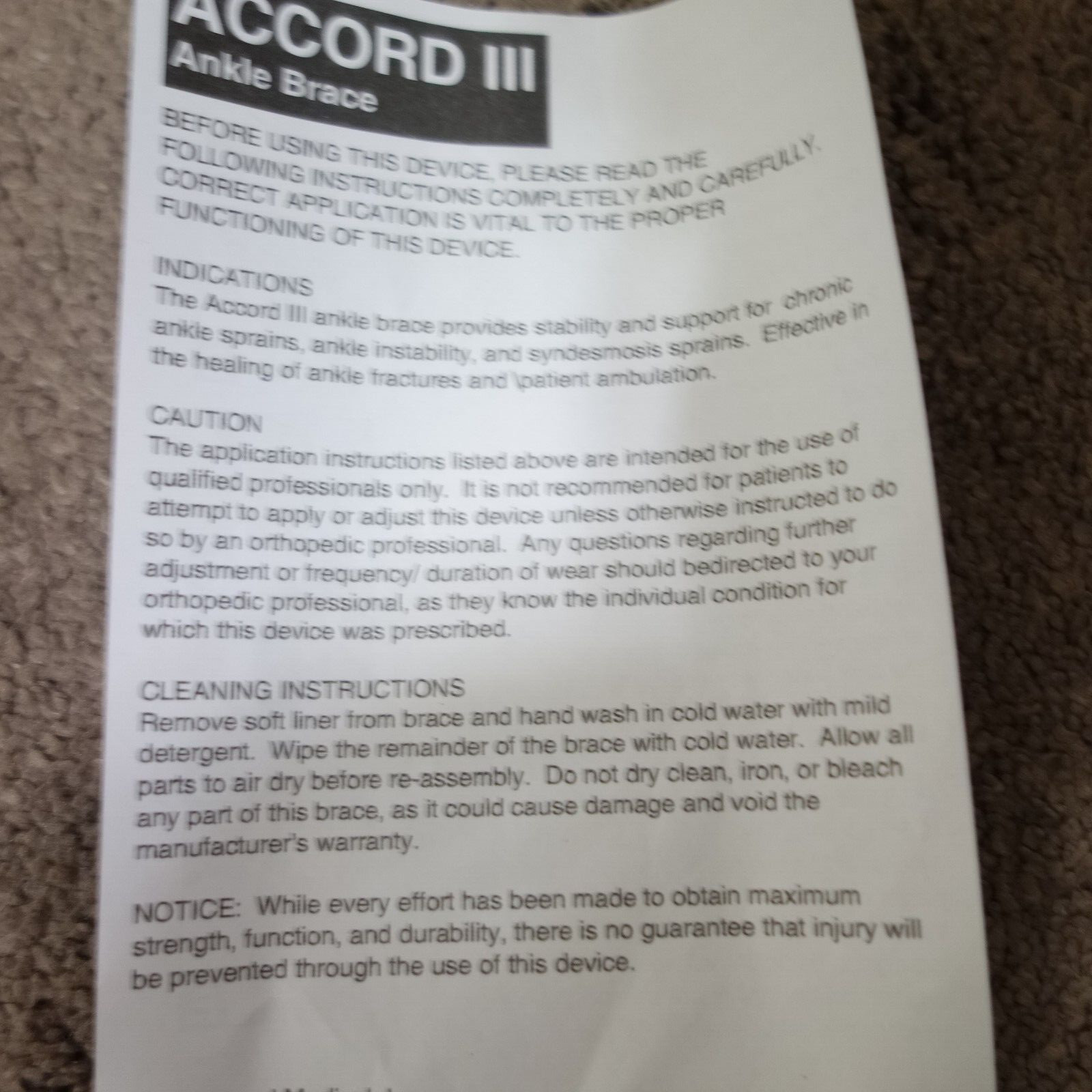 NEW Comfortland Accord III Ankle Brace Medium Right. Black. CL-301-3-R. Sprains
