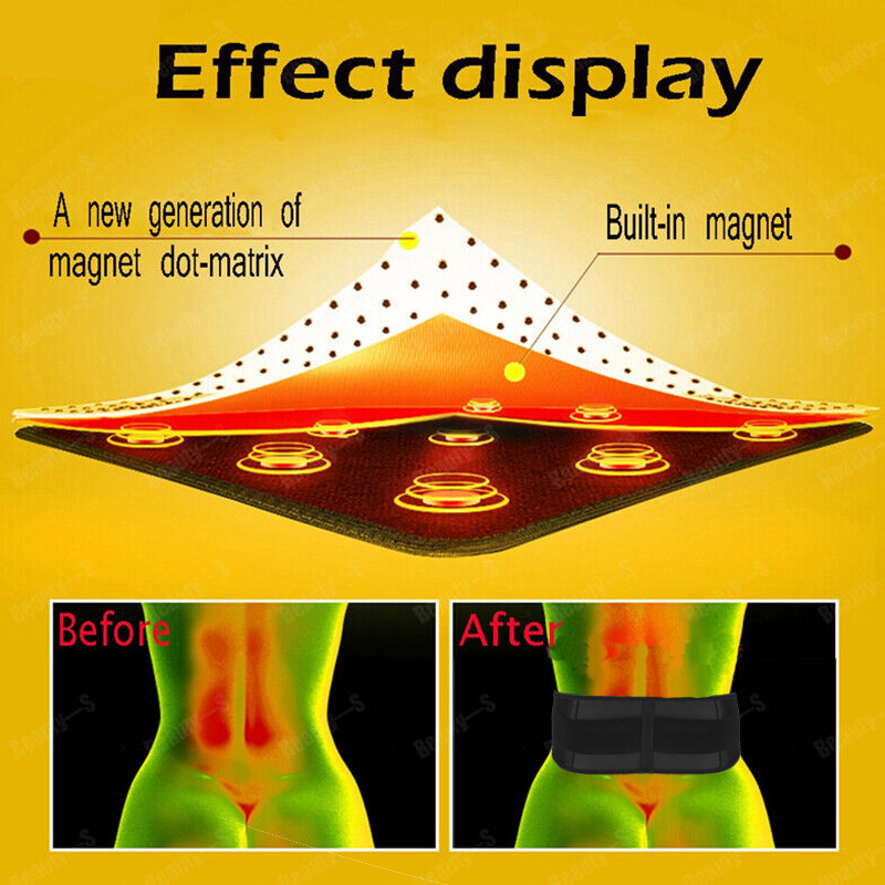 Self Heating Magnetic Hot Back Support Lumbar Lower Back Brace Belt Pain Relief