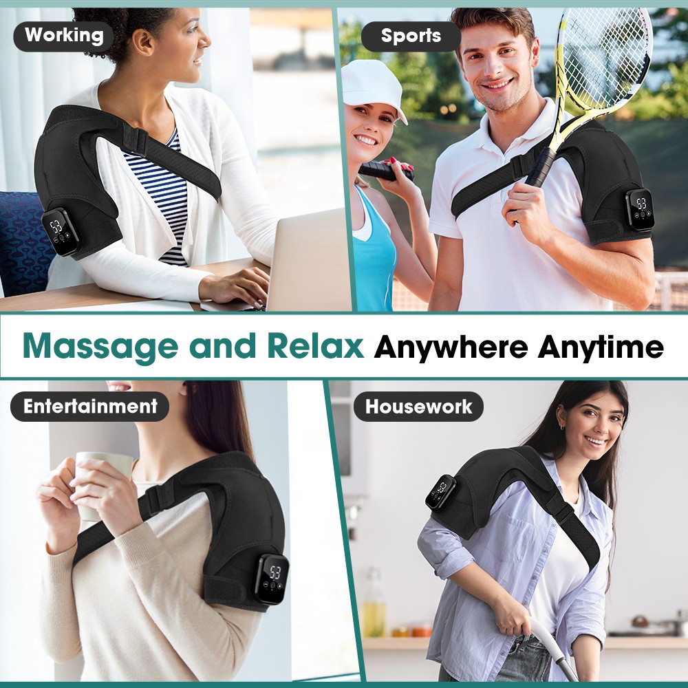 Heating Vibration Shoulder Wrap Electric Cordless Vibration Massage Heated Brace