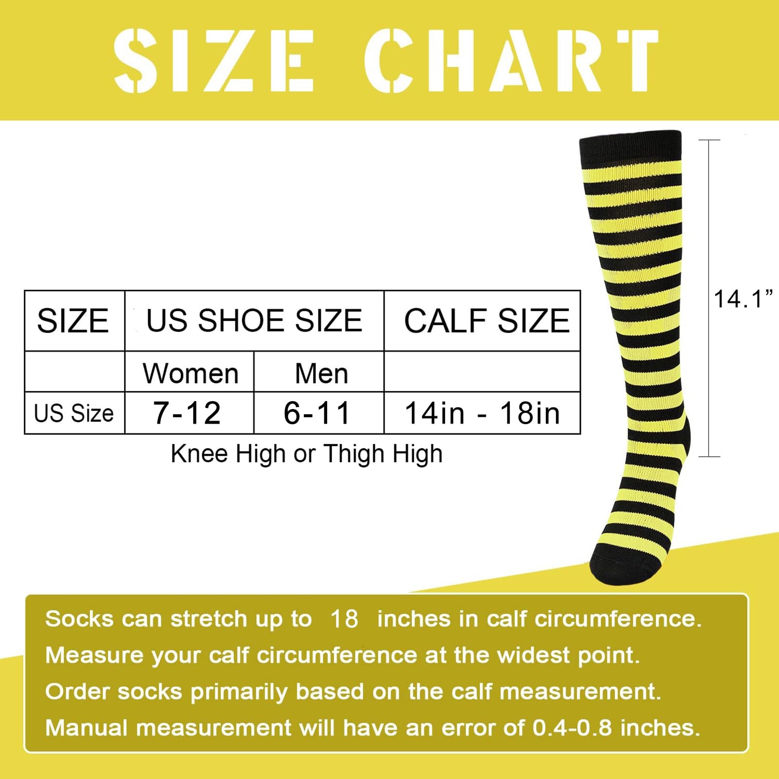 Junely Bee Compression Socks for Women Knee High Stockings for Halloween Runn…
