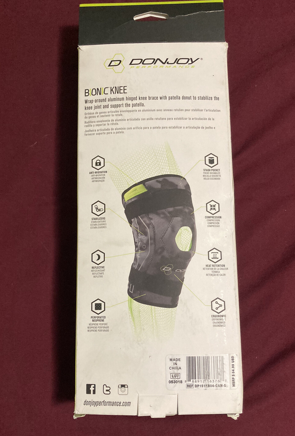 DonJoy Performance Bionic ACL Knee Brace Hinged Adjustable Patella Sz Small