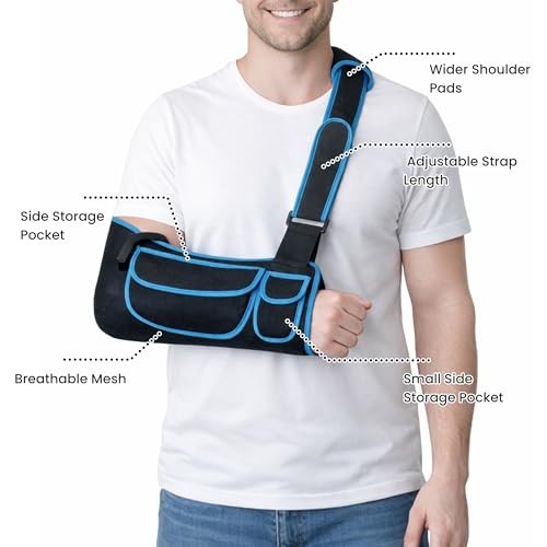 Arm Sling Shoulder Immobilizer, Mit Squeeze Balls for Hand Therapy, Medium