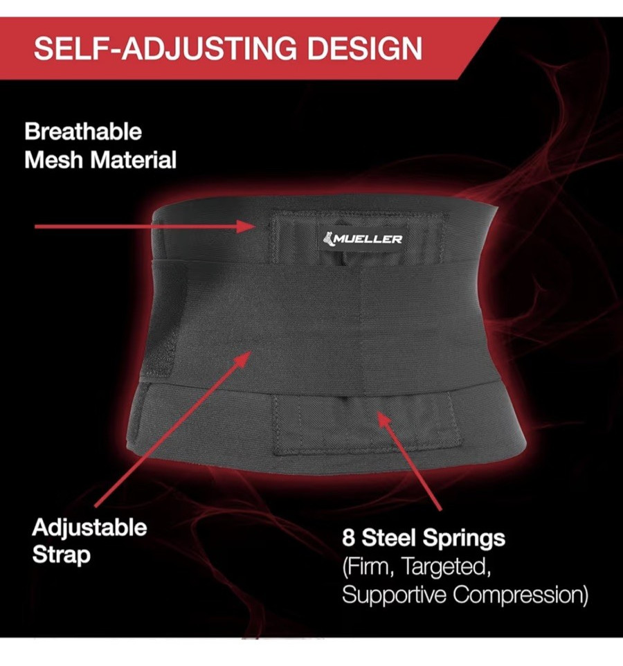 Mueller Adjustable Back Brace Support Belt – One Size Fits Most – Open Box New