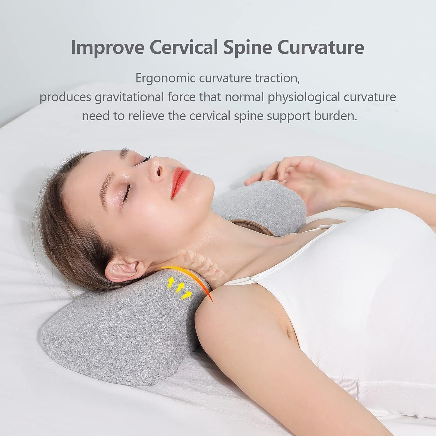 High-Density Memory Foam Cervical Neck Pillow for Pain Relief – Light Grey