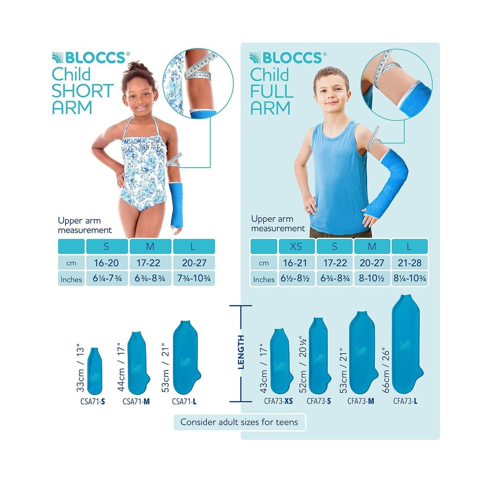 Bloccs Waterproof Cast Cover – #CSA71-M – Child Short Arm – (Medium)