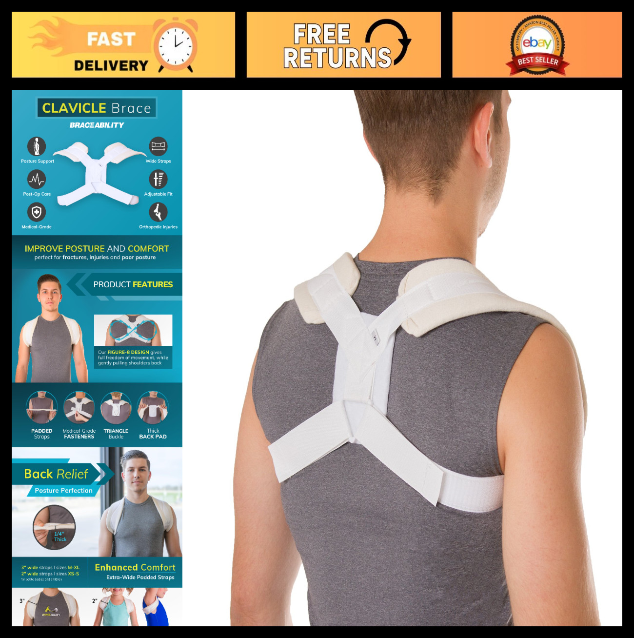 Figure 8 Clavicle Support Brace – Posture Corrector for Men & Women, Shoulder St