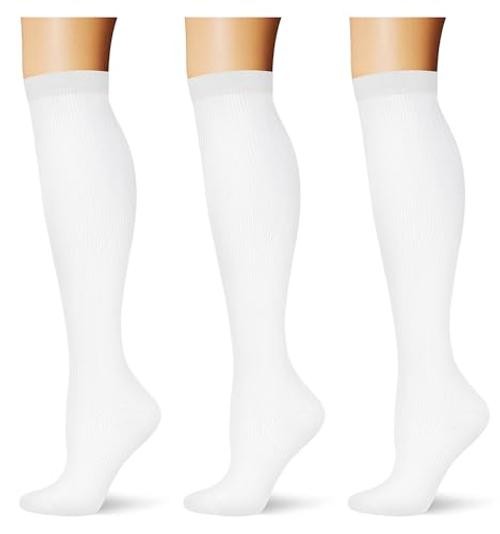 (3 pairs) Compression Socks 20-30 mmHg Long Knee High Small-Medium 3p6 3 White