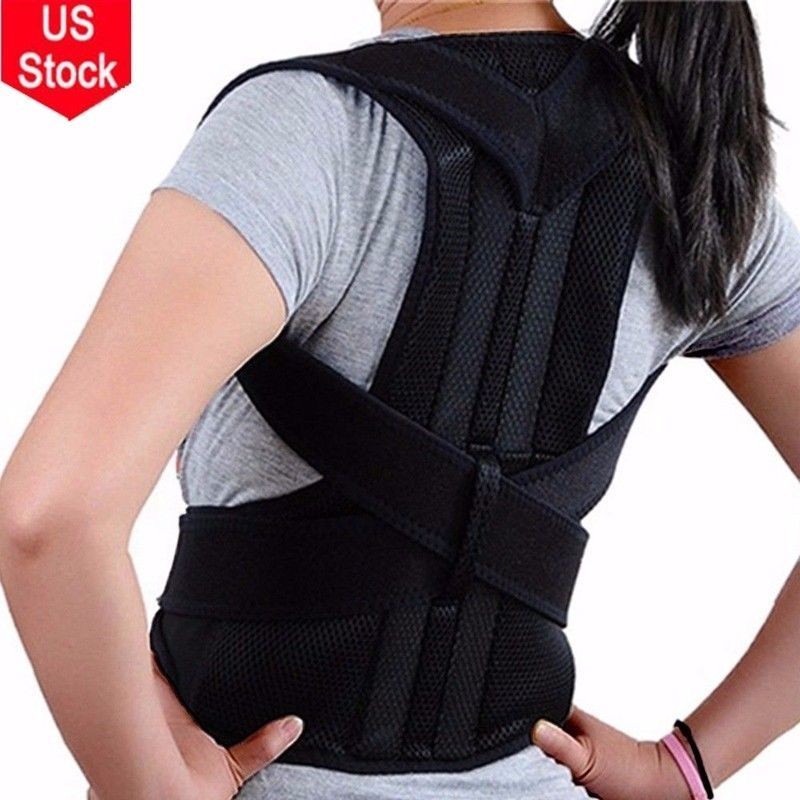US Posture Corrector Support Magnetic Back Shoulder Brace Belt Adjustable Unisex