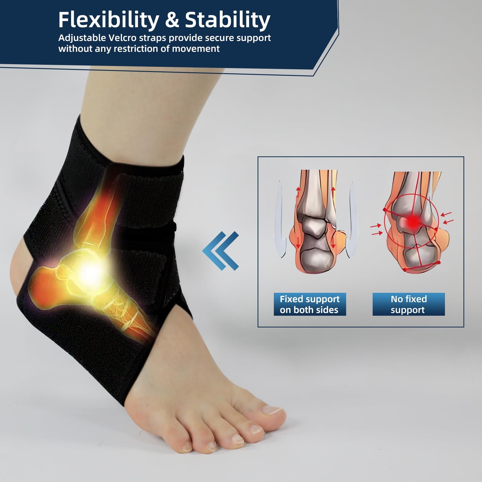 1 PCS Black One Size Ankle Support Brace Adjustable Wrap Stabilizer Foot Pain