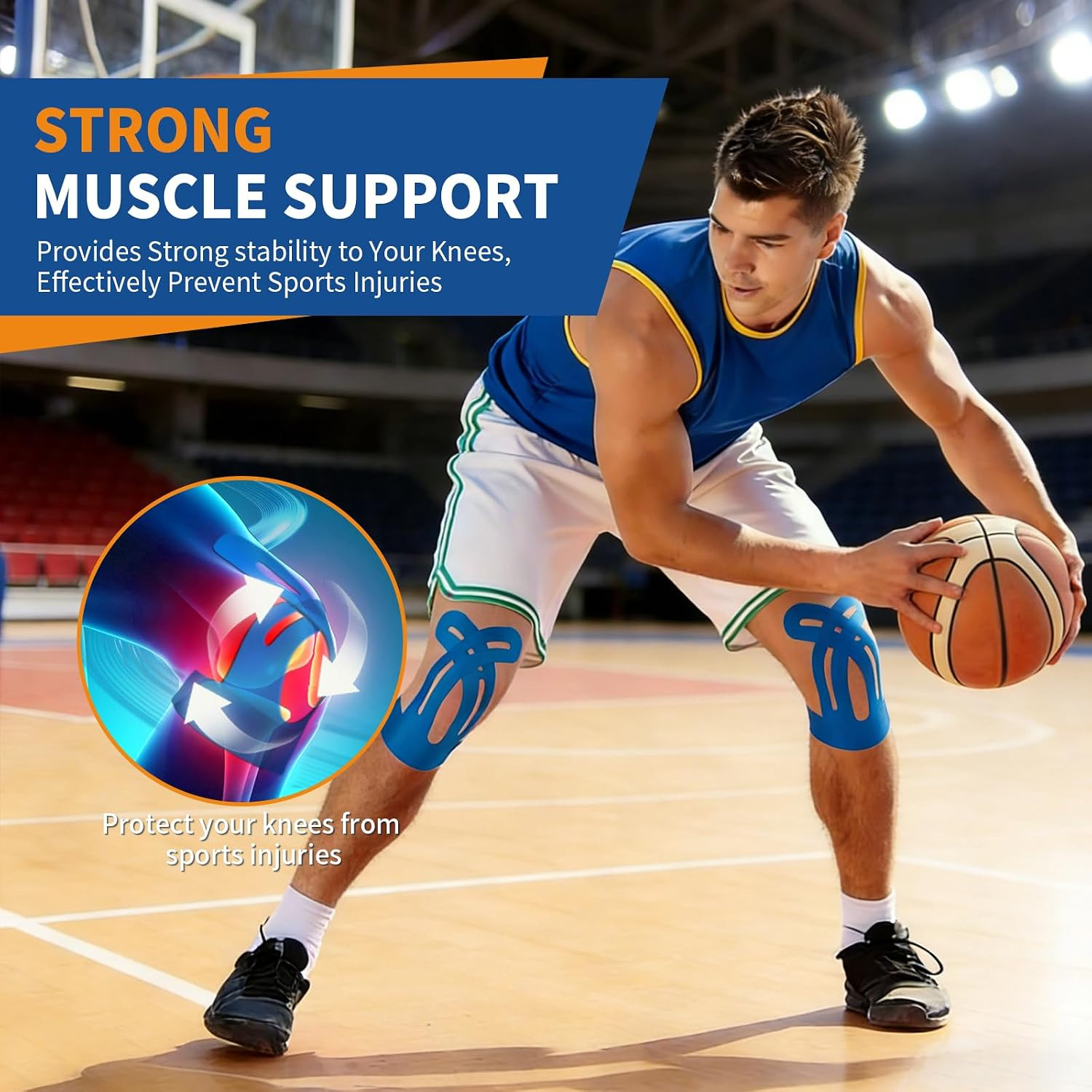 20 PCS Waterproof Kinesiology Tape, Precut Strips Knee Pain Relief Support | Lat