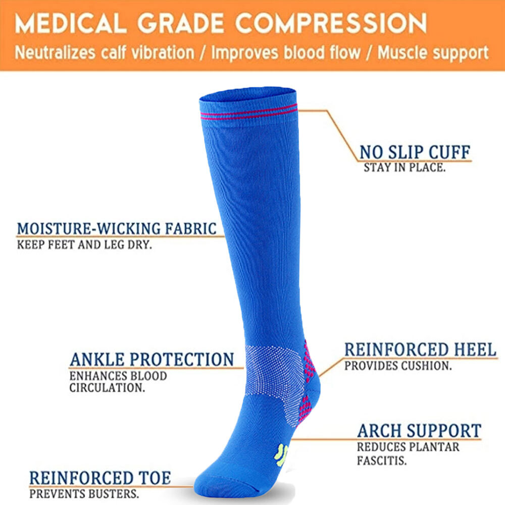 3 Pair Sports Compression Socks Full Toe Protection Stockings Outdoor Sox S-XXL