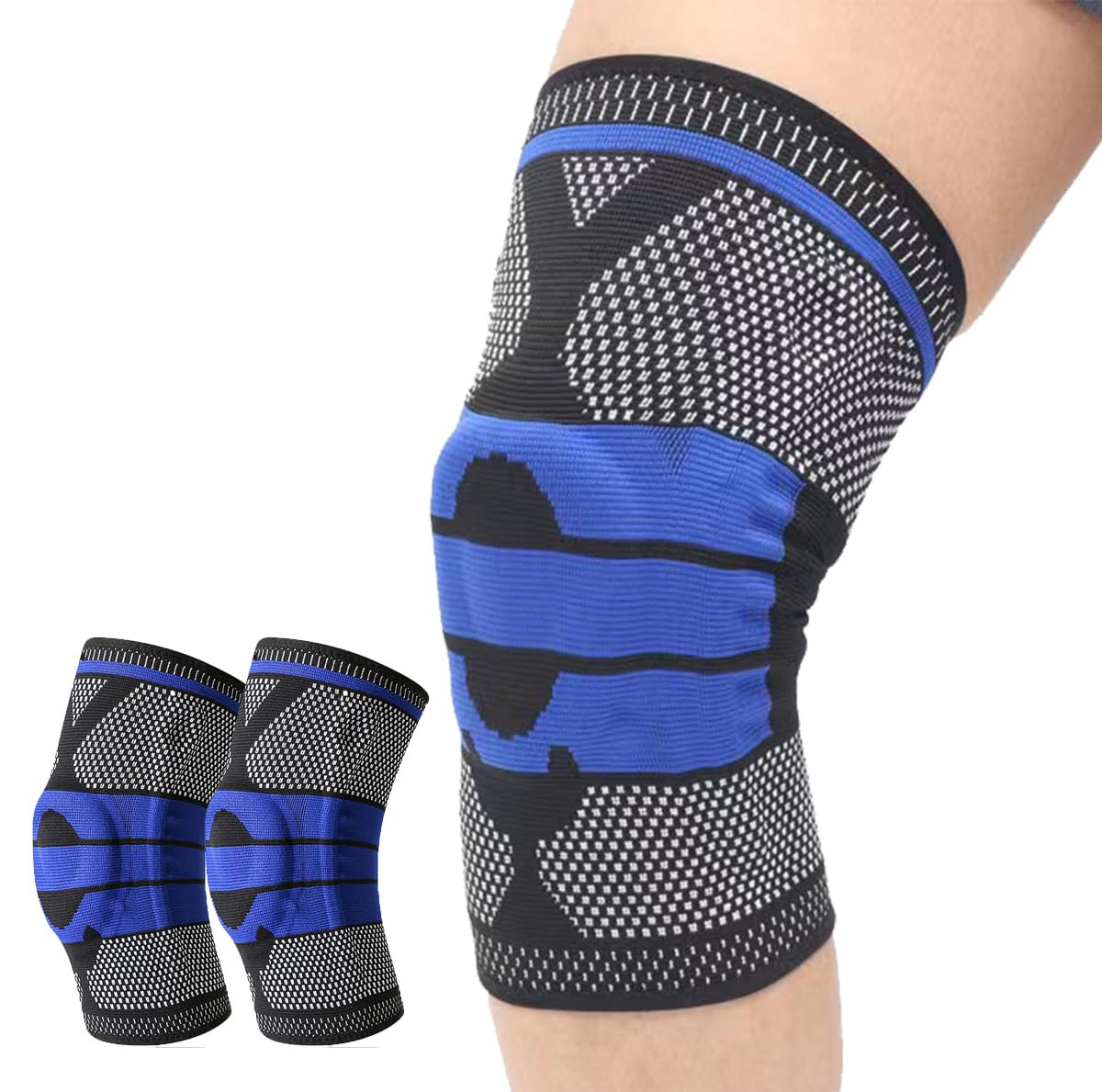 Knee Sleeves Compression Brace with Stabilizers for Pain Relief, Medium Black