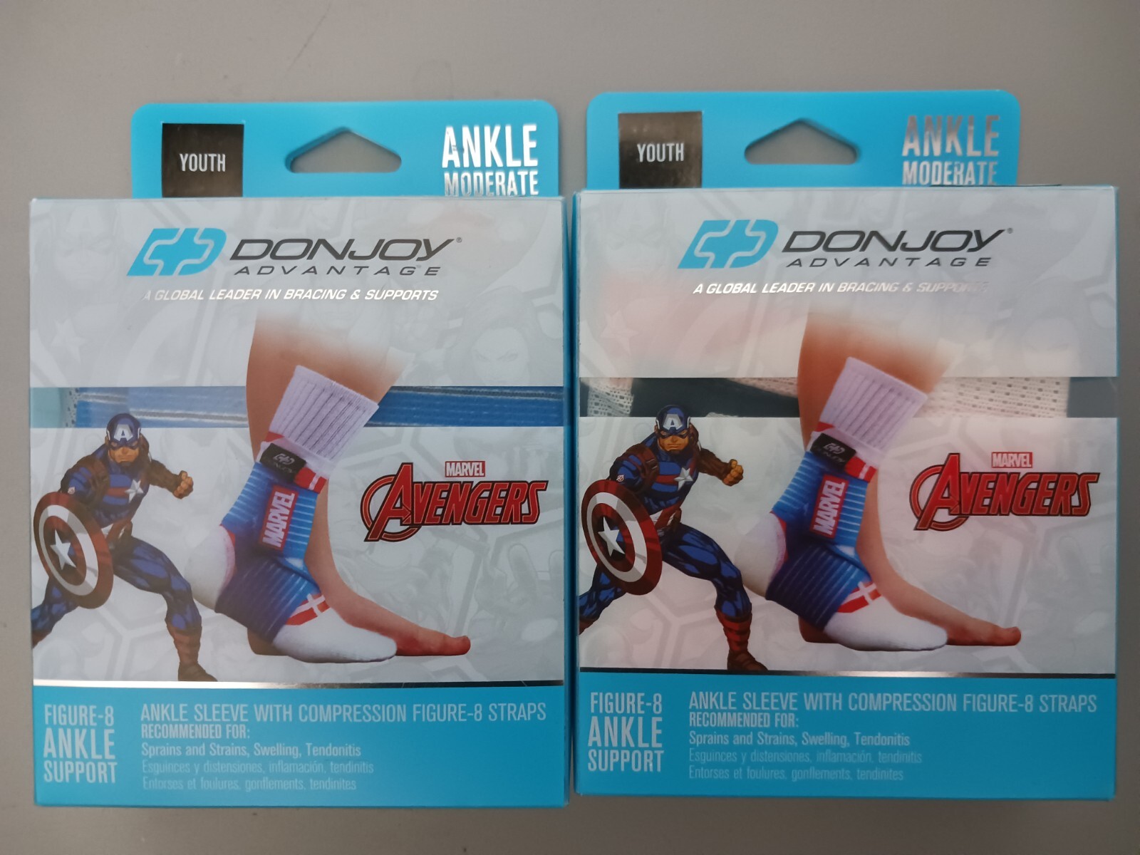 2 Pk Marvels Avengers Captain America DonJoy Adv Ankle Support Brace Youth/Teen