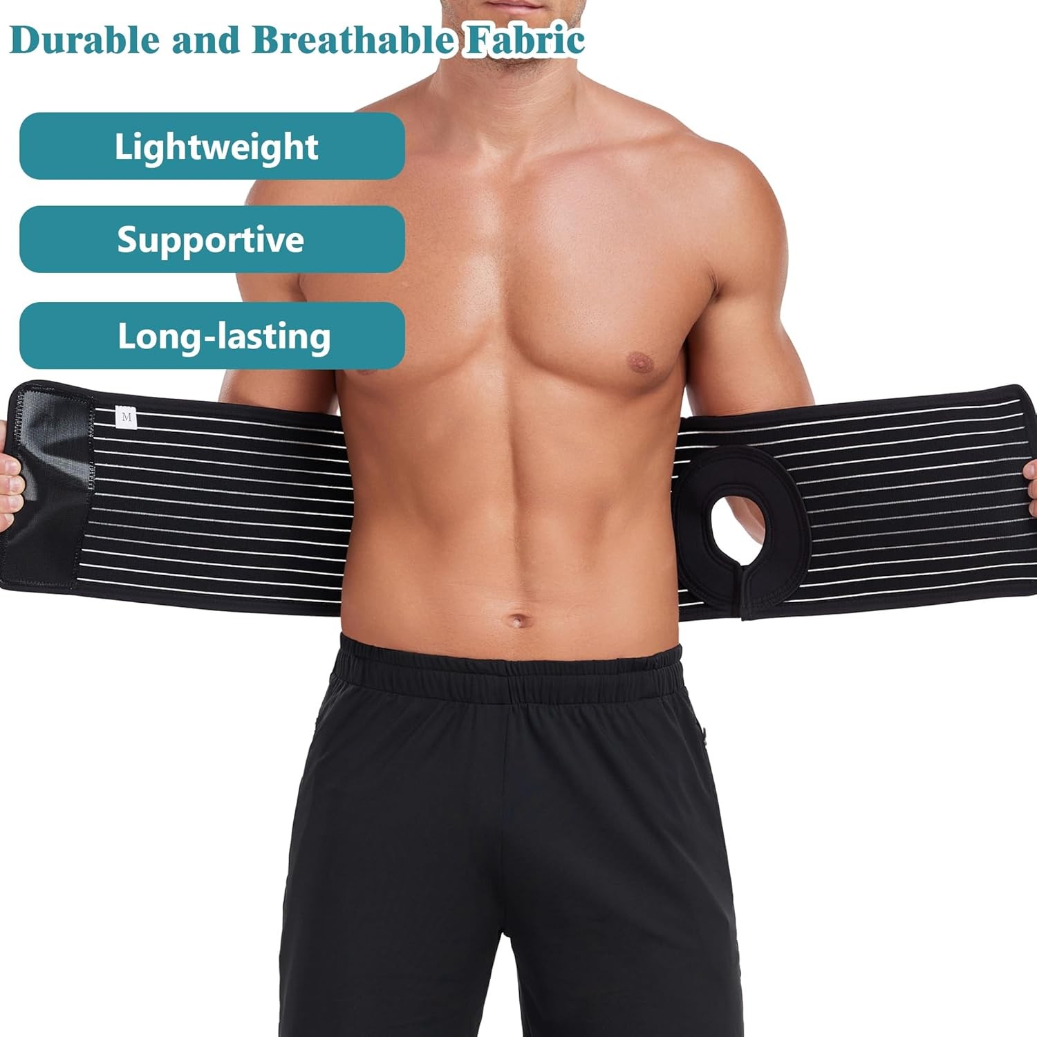 Ostomy Hernia Belt with Stoma Opening, Adjustable Ostomy Support Belt for Men &