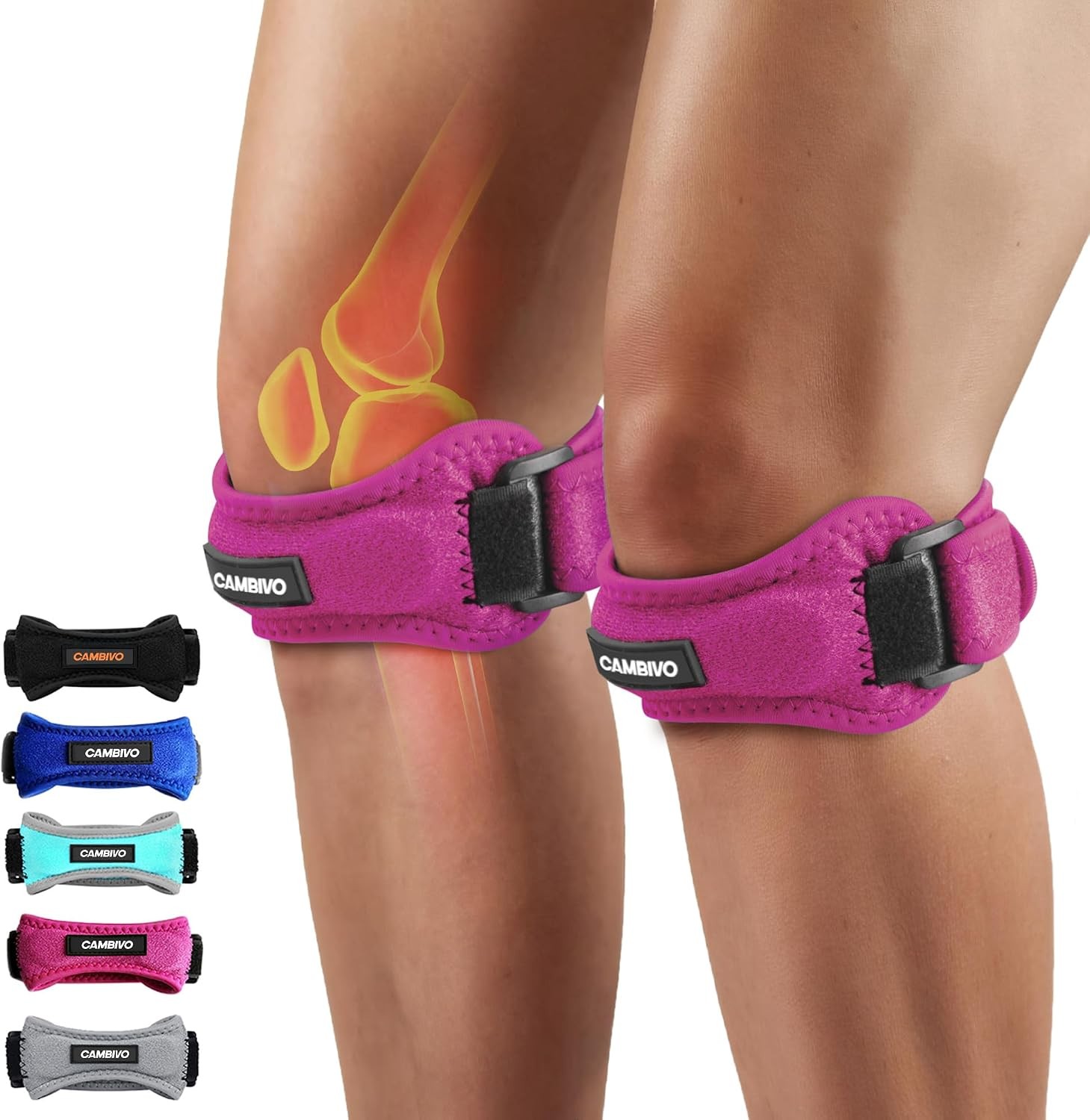 2 Pack Patella Tendon Knee Straps Brace Support Bands Men Women Sports Running
