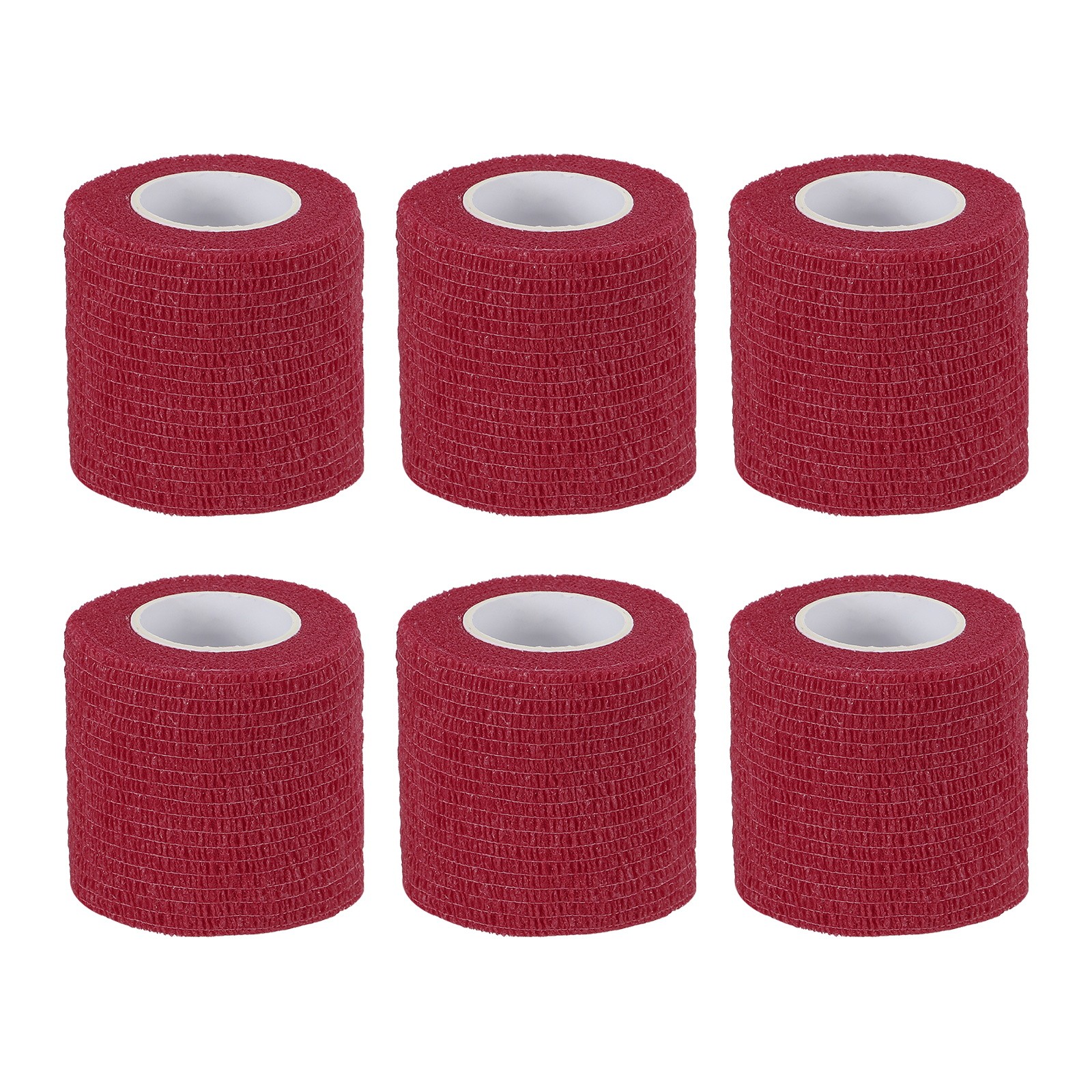 6PACK 1″ x 177″ Self Adhesive Bandage Wrap Elastic Self Tape, Dark Red