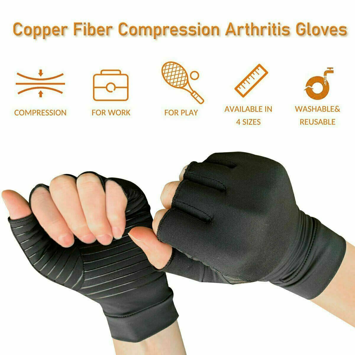 1/2 Pairs Copper Arthritis Compression Gloves Hand Support Joint Pain Relief US