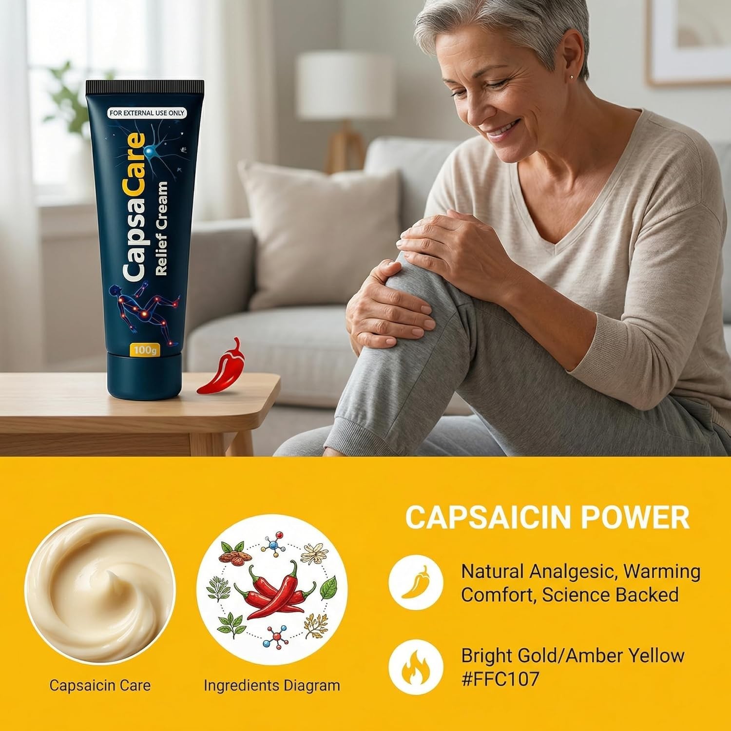 Crema de masaje para neuropatía – Alivio calmante del dolor nervioso 100 g Nuevo