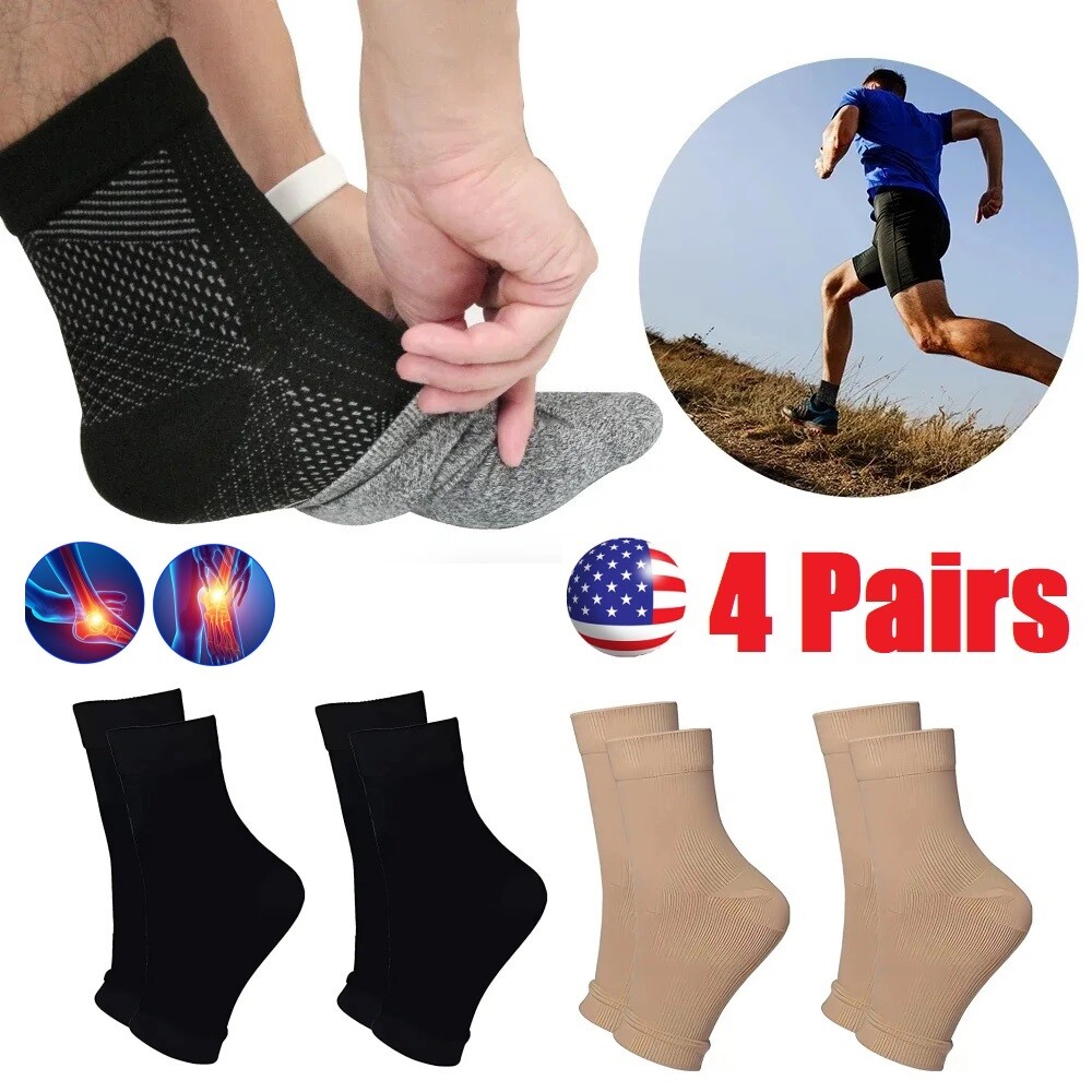 8pcs Ankle Brace Compression Sleeve Support Socks for Foot Fasciitis Pain Relief