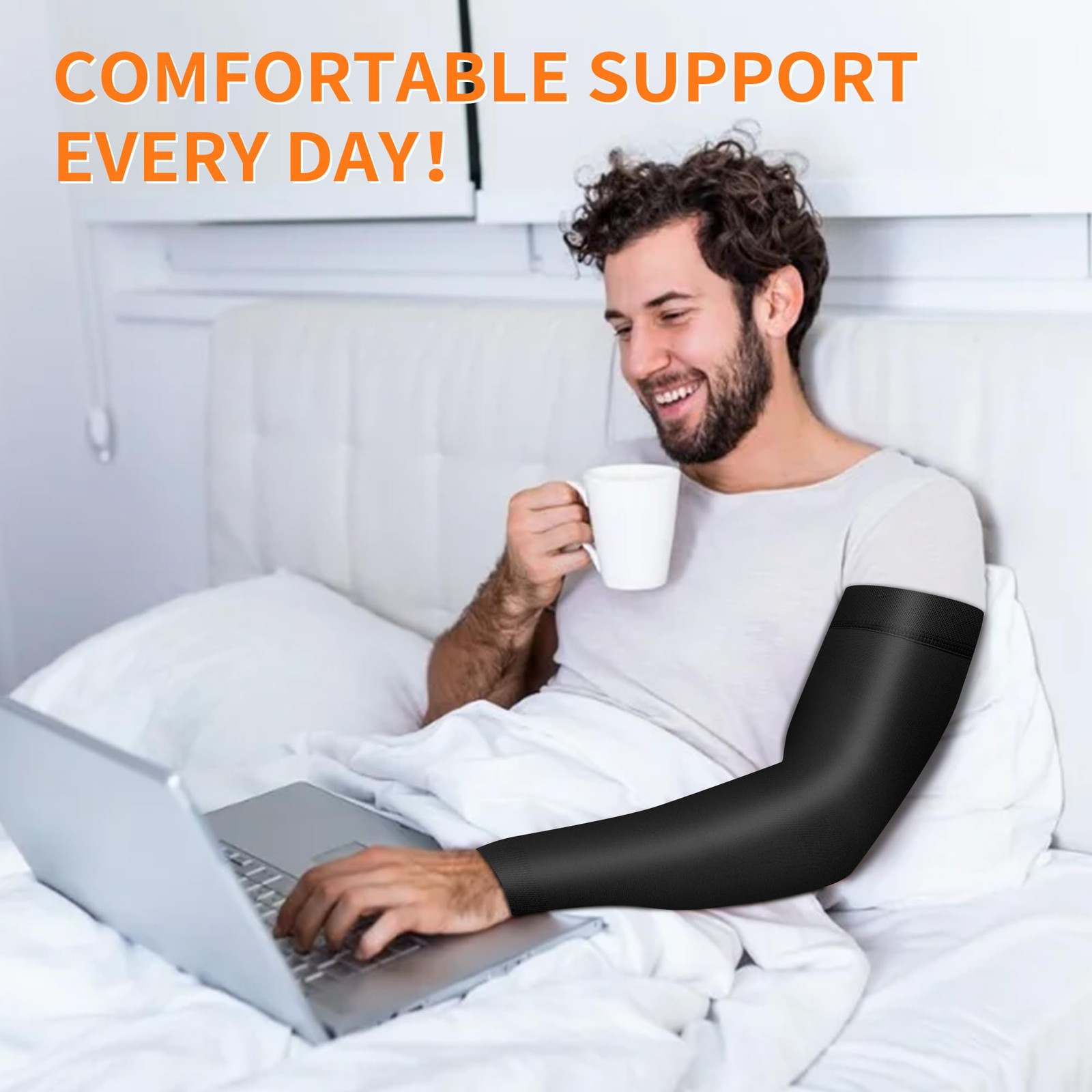 Hiball Lymphedema Medical Compression Arm Sleeve for Large, Black (Single)