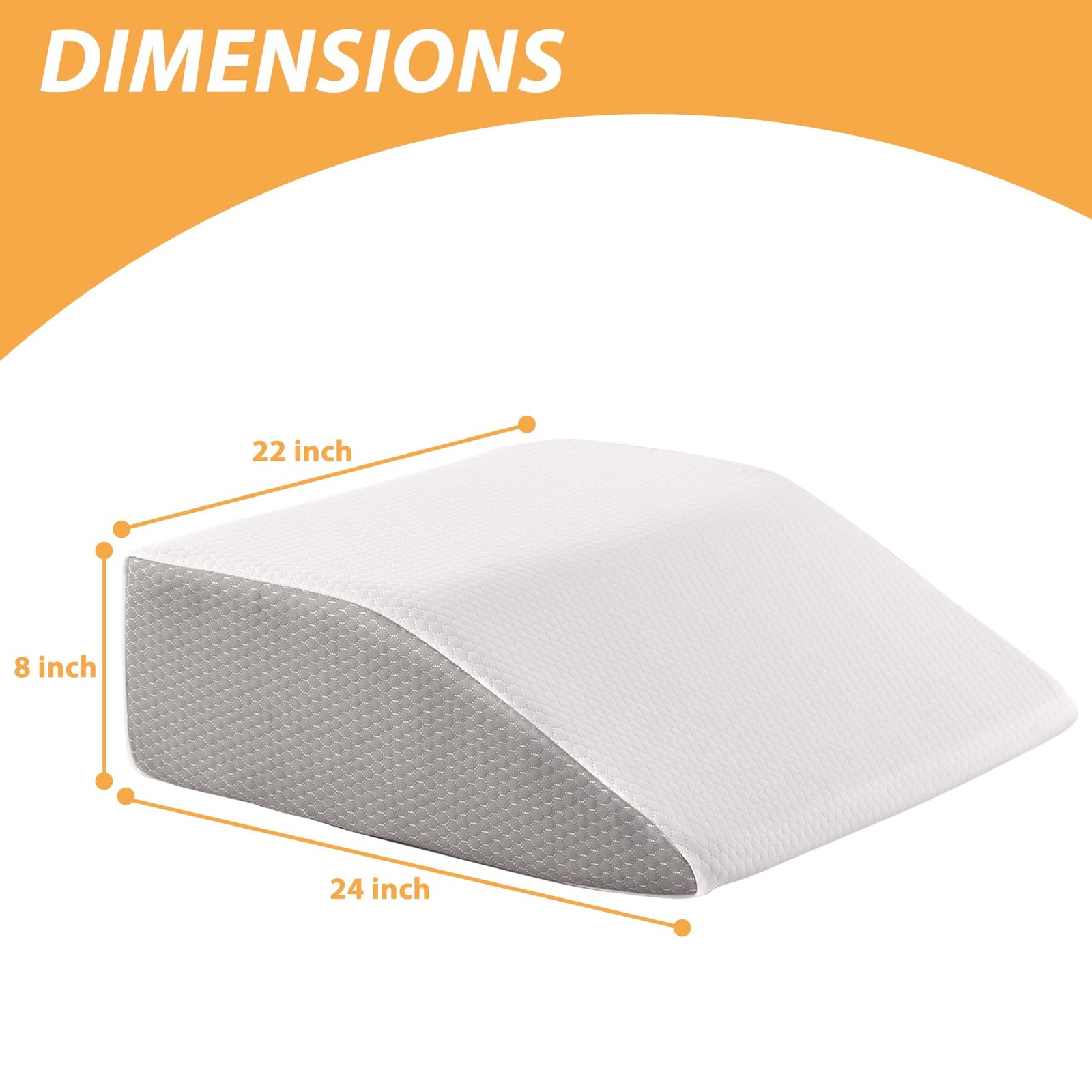 Bedluxe Leg Pillow Elevation Blood Circulation, Wedge 22*24+8, White Grey