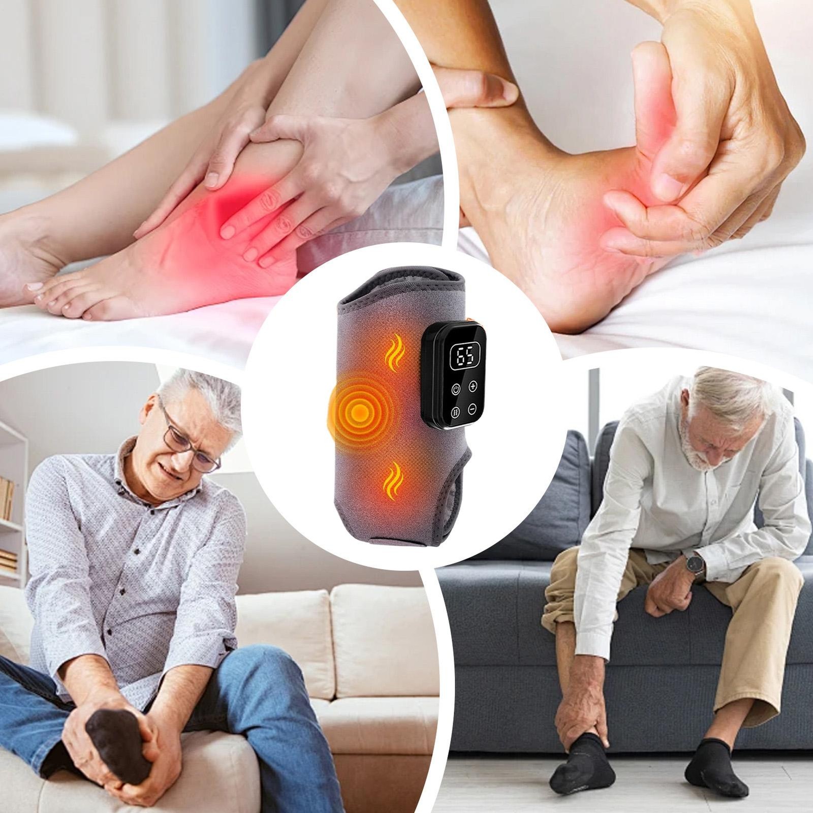 Electric Heated Foot Massager Cordless Brace Wrap With Vibration Ankle Massager