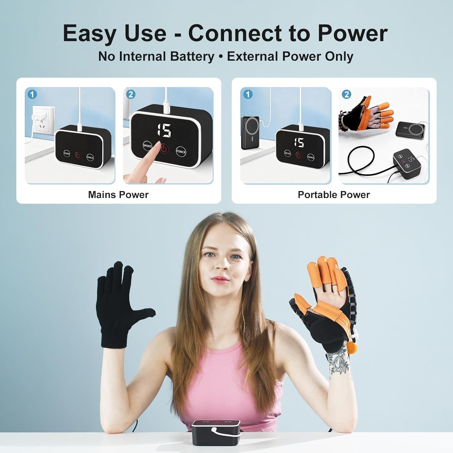 Orange Rehab Robot Gloves for Stroke Recovery – Right Hand L