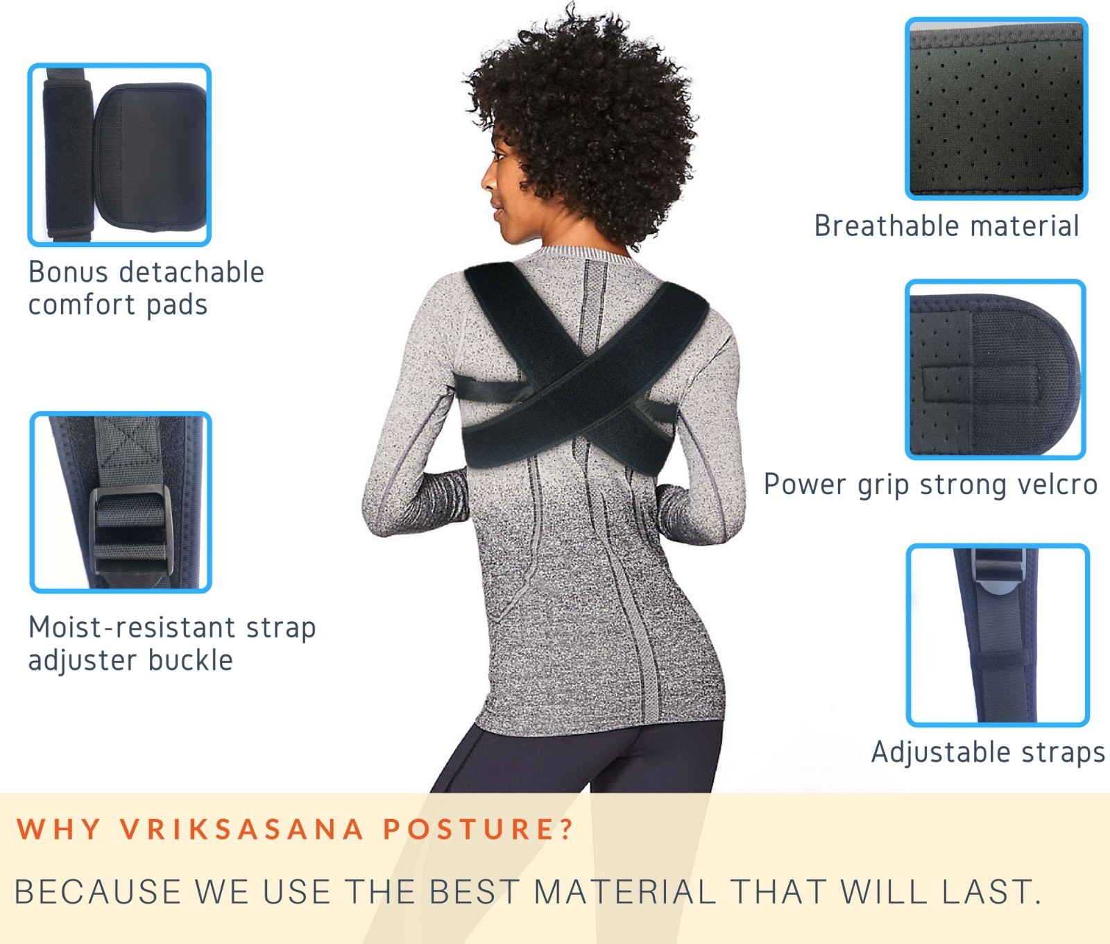 Comfortable Upper Back Brace / Posture Corrector that Prevents Slouching