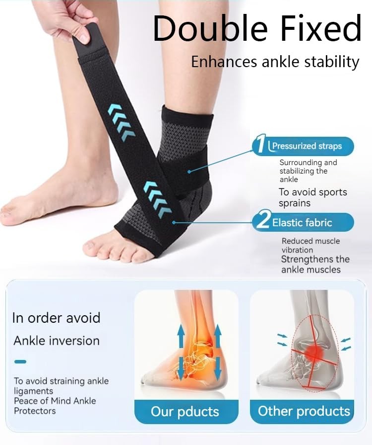 Ankle Foot Brace Compression Sleeve Support Strap Heel Wrap for Men Women